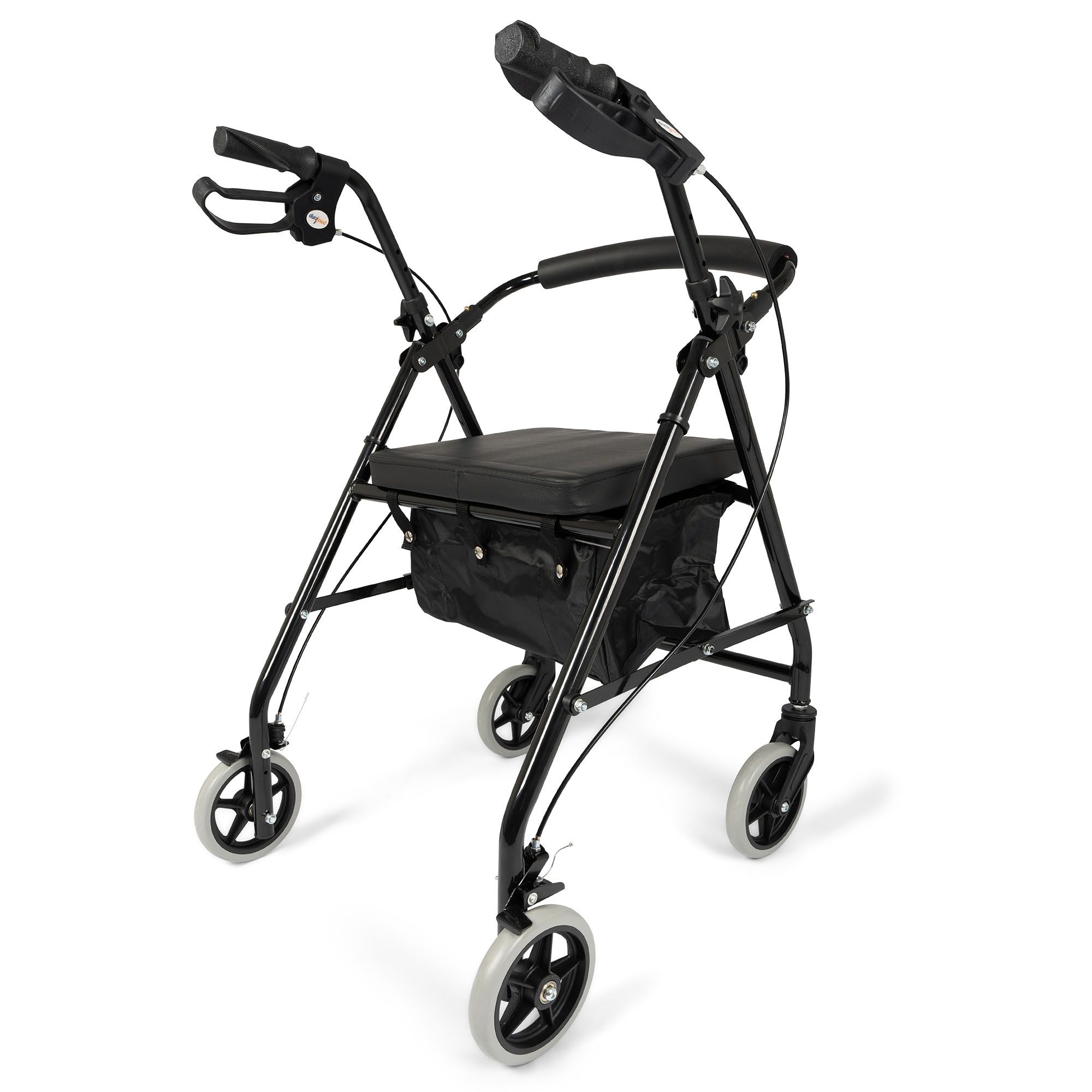 Rückansicht des Dunimed Leichter Rollator (faltbar) Schwarz