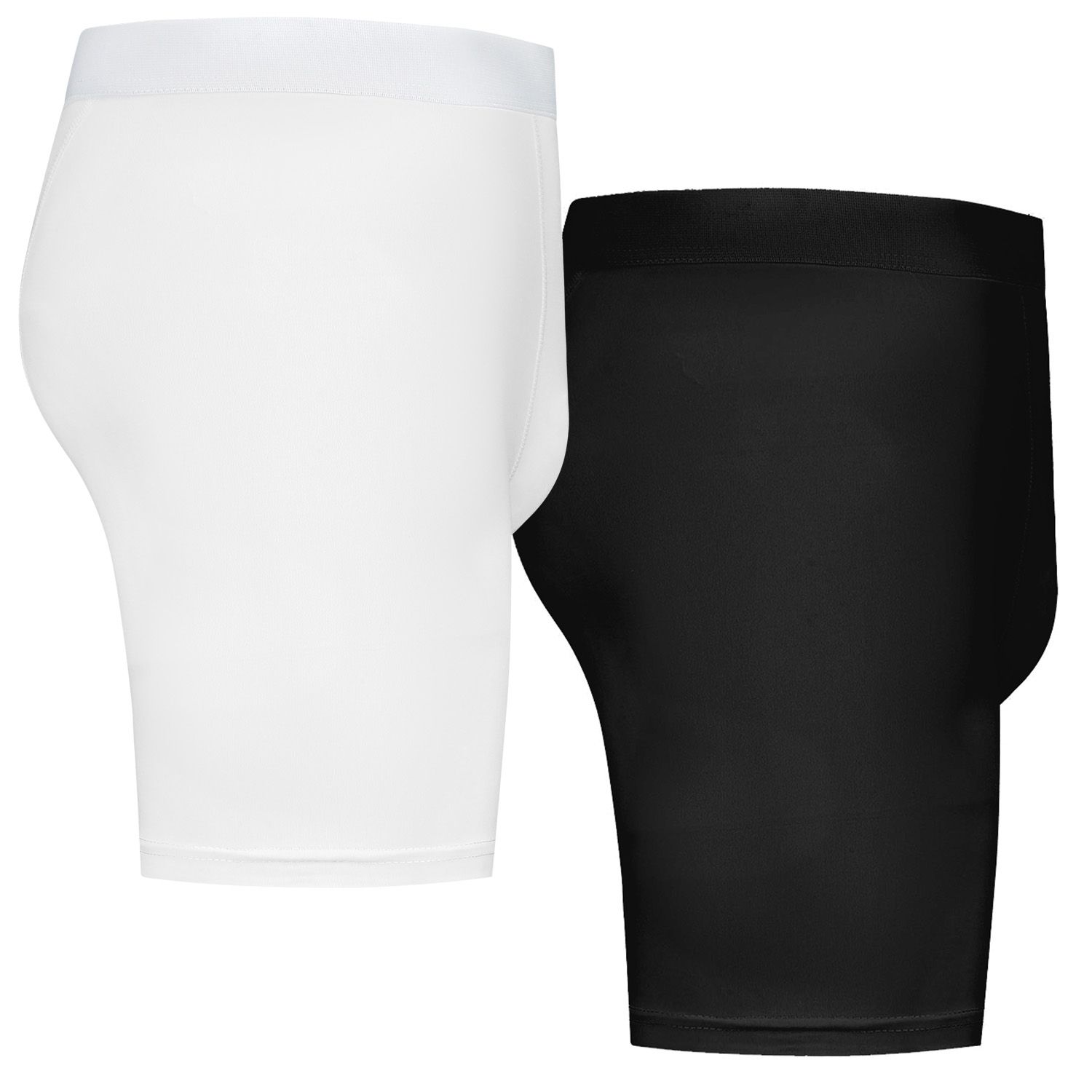 Side view of the Gladiator Sports Men's Compression Shorts in Black and White
