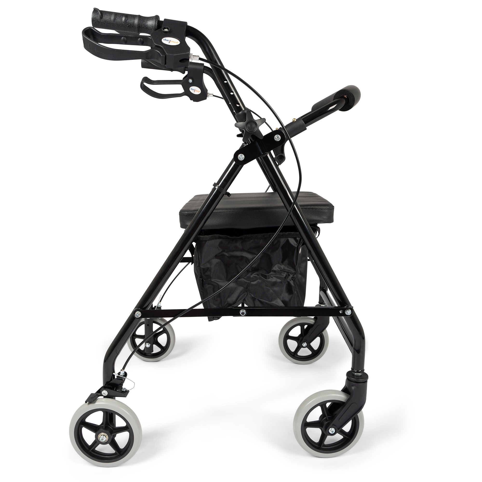 Seitenansicht des Dunimed Leichter Rollator (faltbar) Schwarz