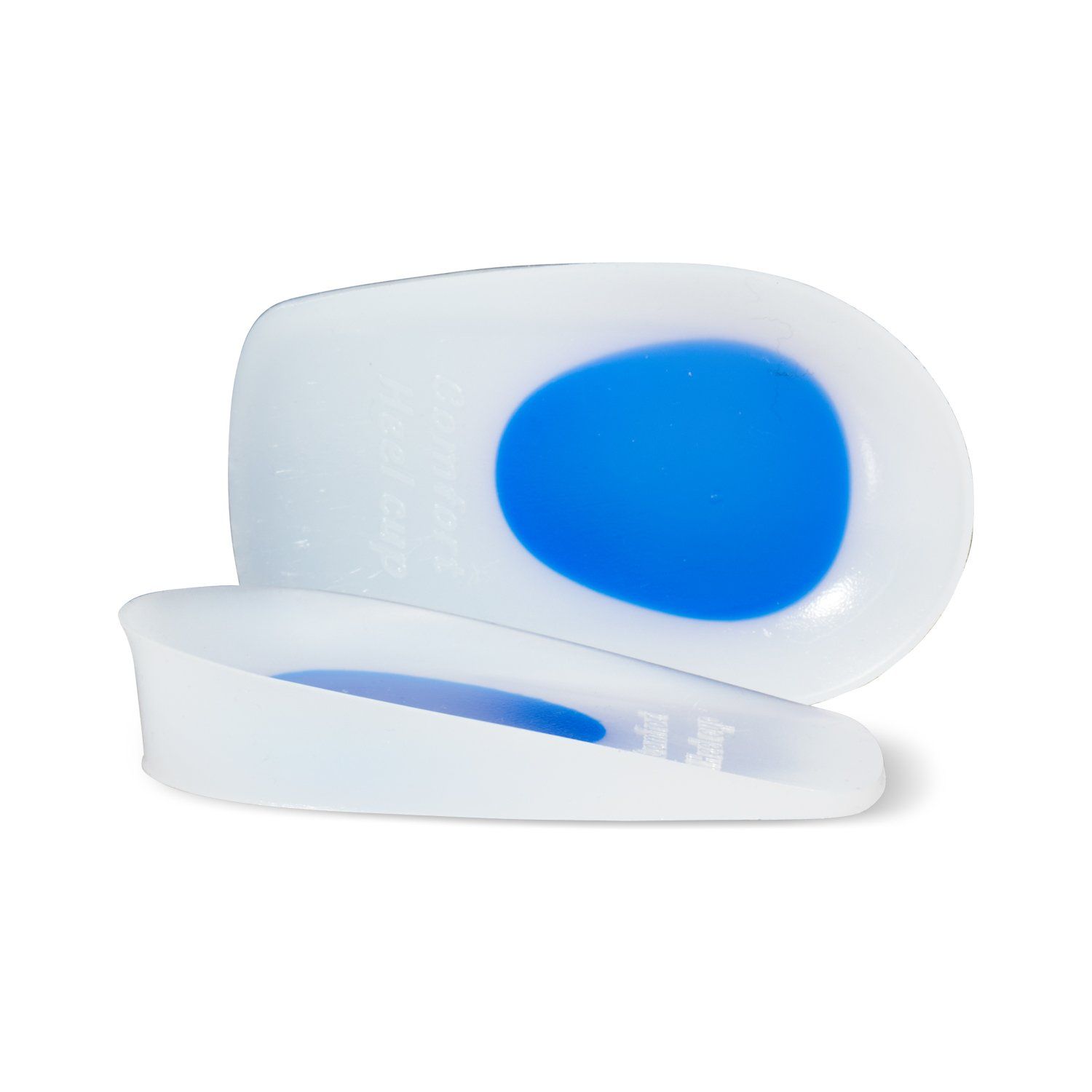 Fersenschmerz Fersenkissen (halbe) Gel-Sohlen Seitenansicht und Draufsicht