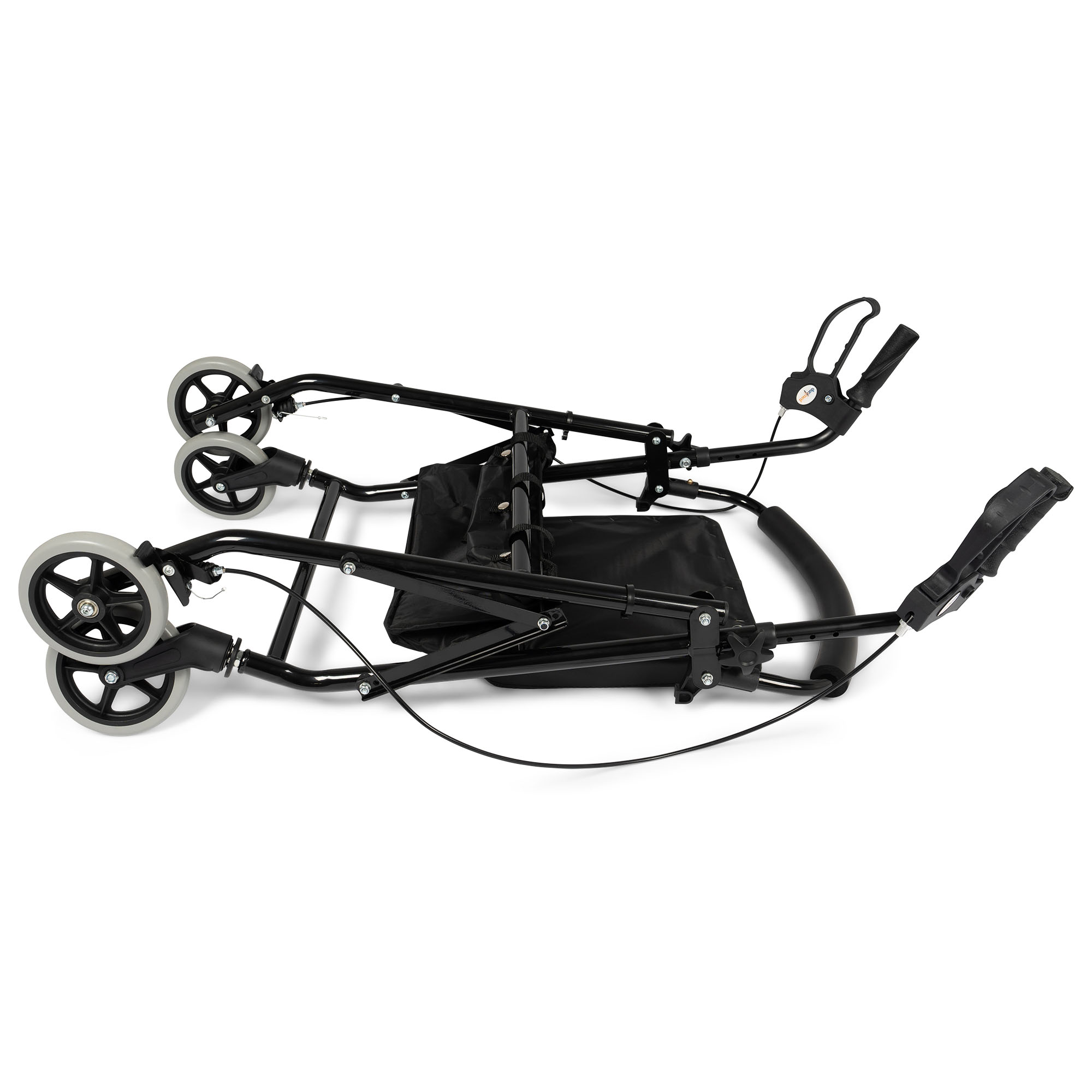 Dunimed Leichter Rollator (faltbar) Schwarz halb gefaltet