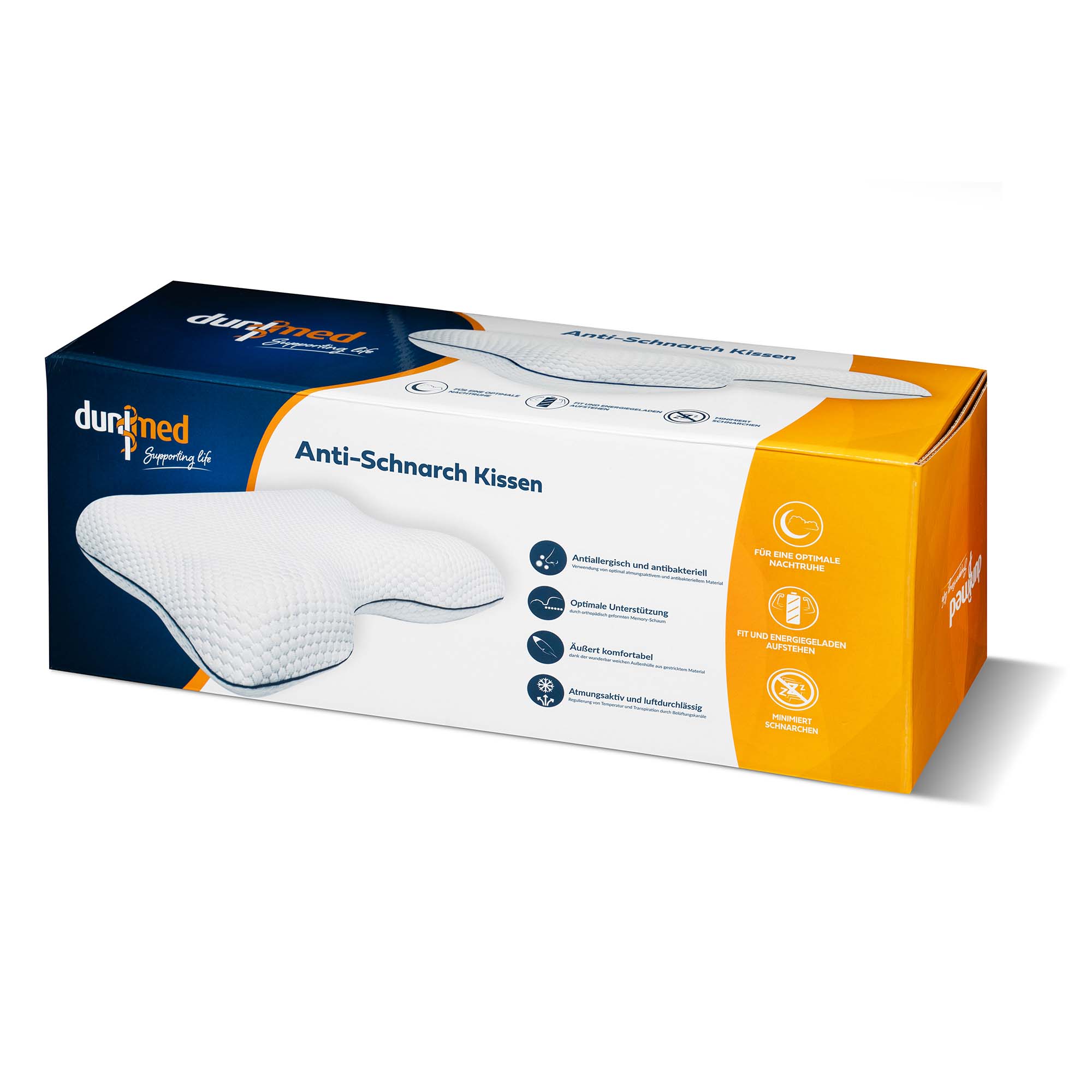 Vorderseite Verpackung des Dunimed Anti-Schnarch-Kissen
