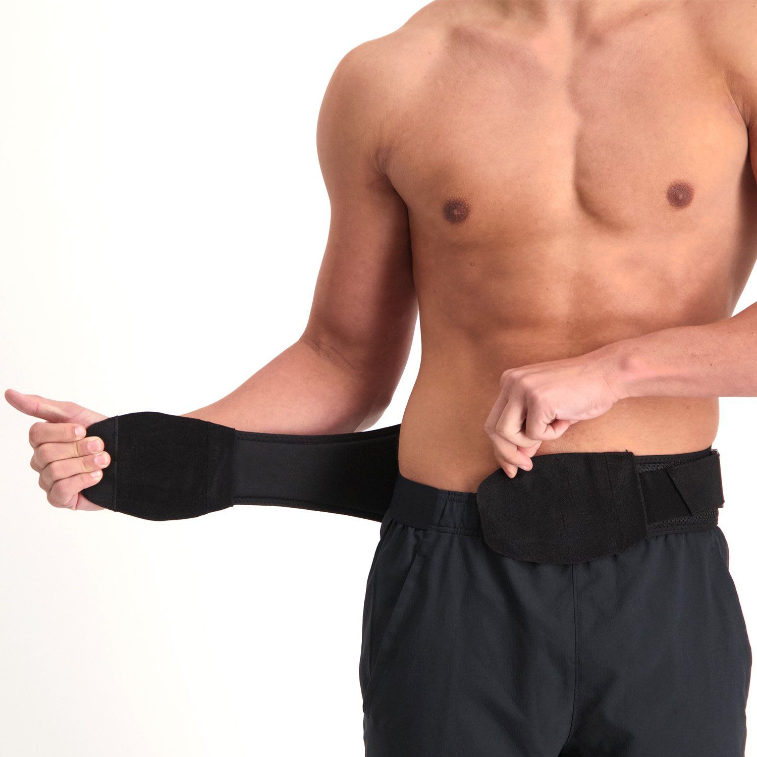 Front view of model strapping the Viofix Lower Back Support - Pelvic Belt around his waist