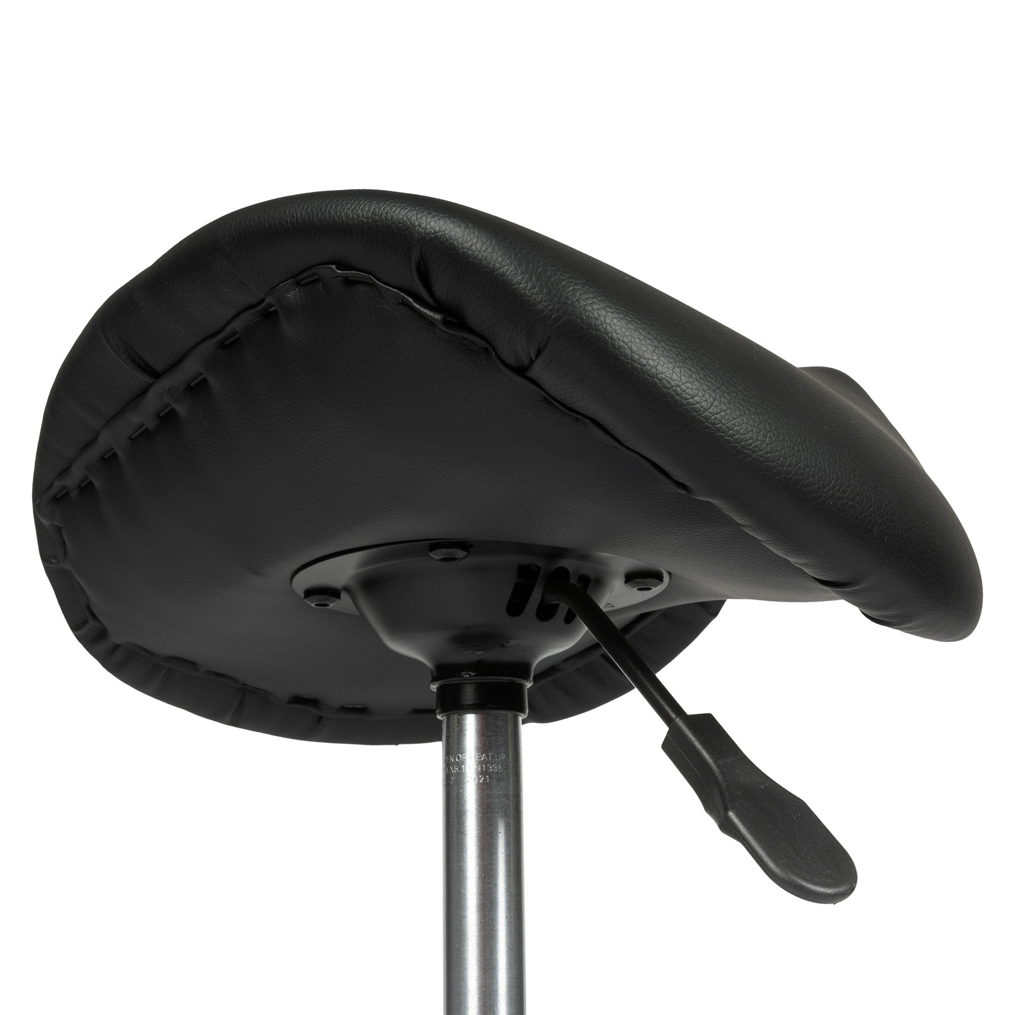 Bottom view of the seat of the Dunimed - Ergonomic Saddle Stool - Black