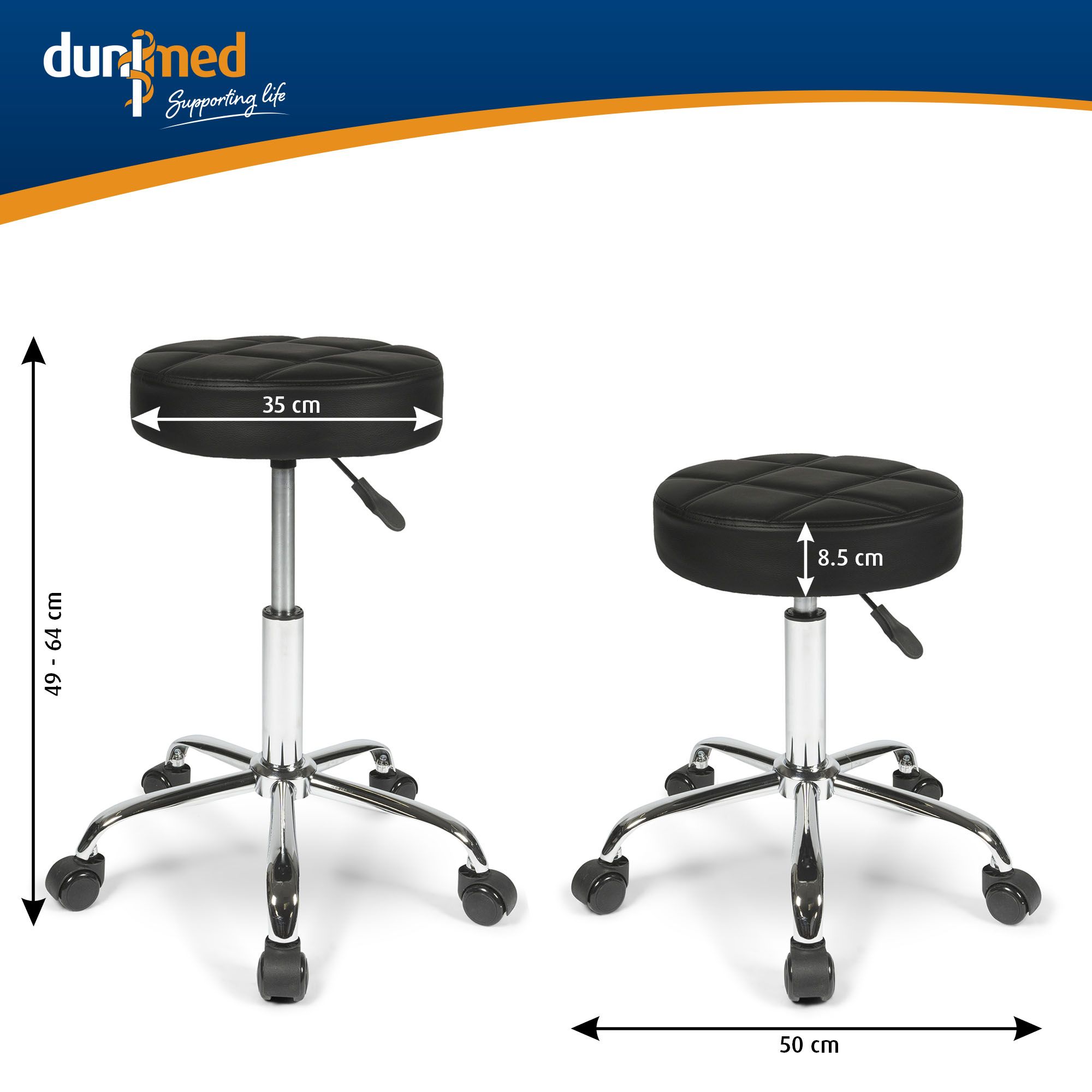 Measurements of the Dunimed Deluxe Design Work Stool with Wheels