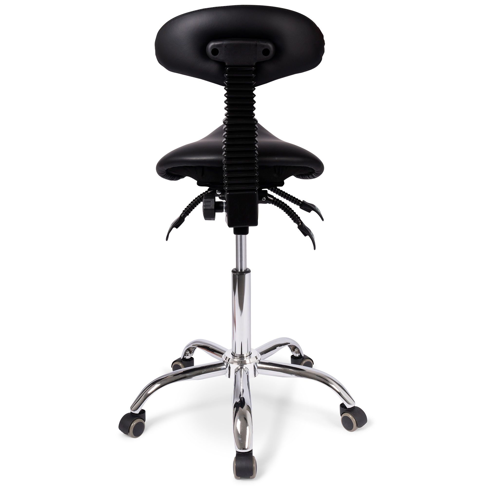Back view of the Dunimed - Ergonomic Saddle Stool with Backrest (High version)