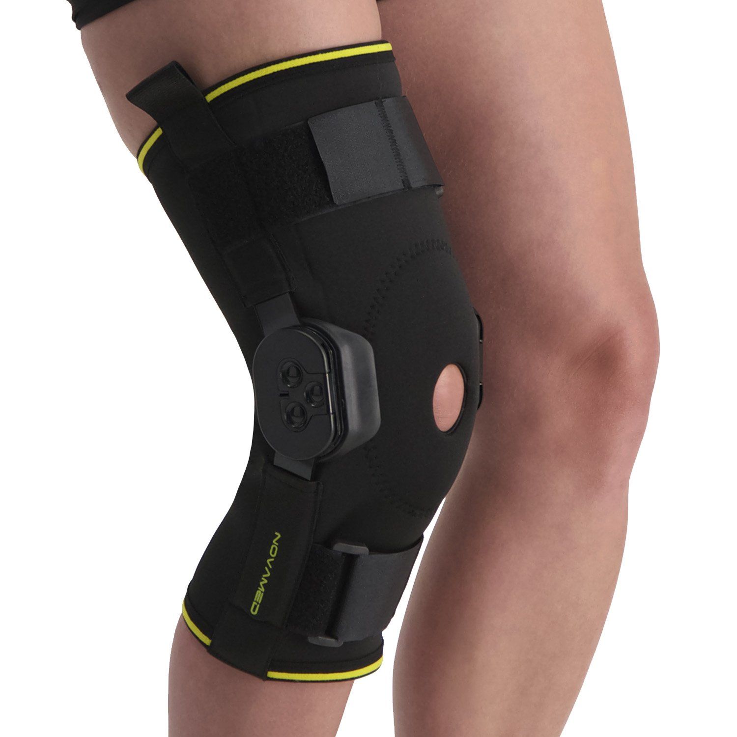 Novamed Kniebandage mit einstellbaren Gelenken Schrägansicht