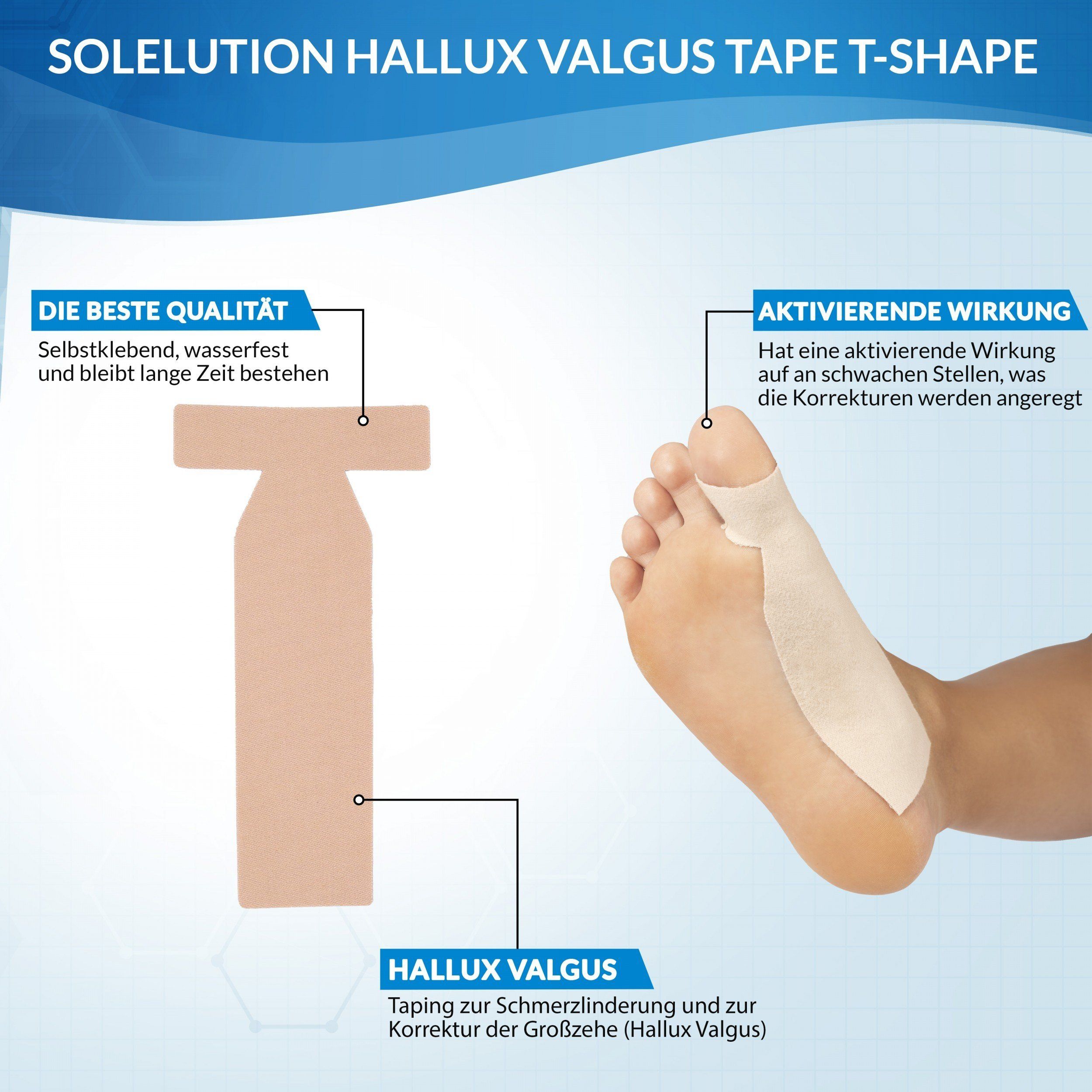 Solelution Hallux Valgus Tape T-Shape Produktspezifikationen