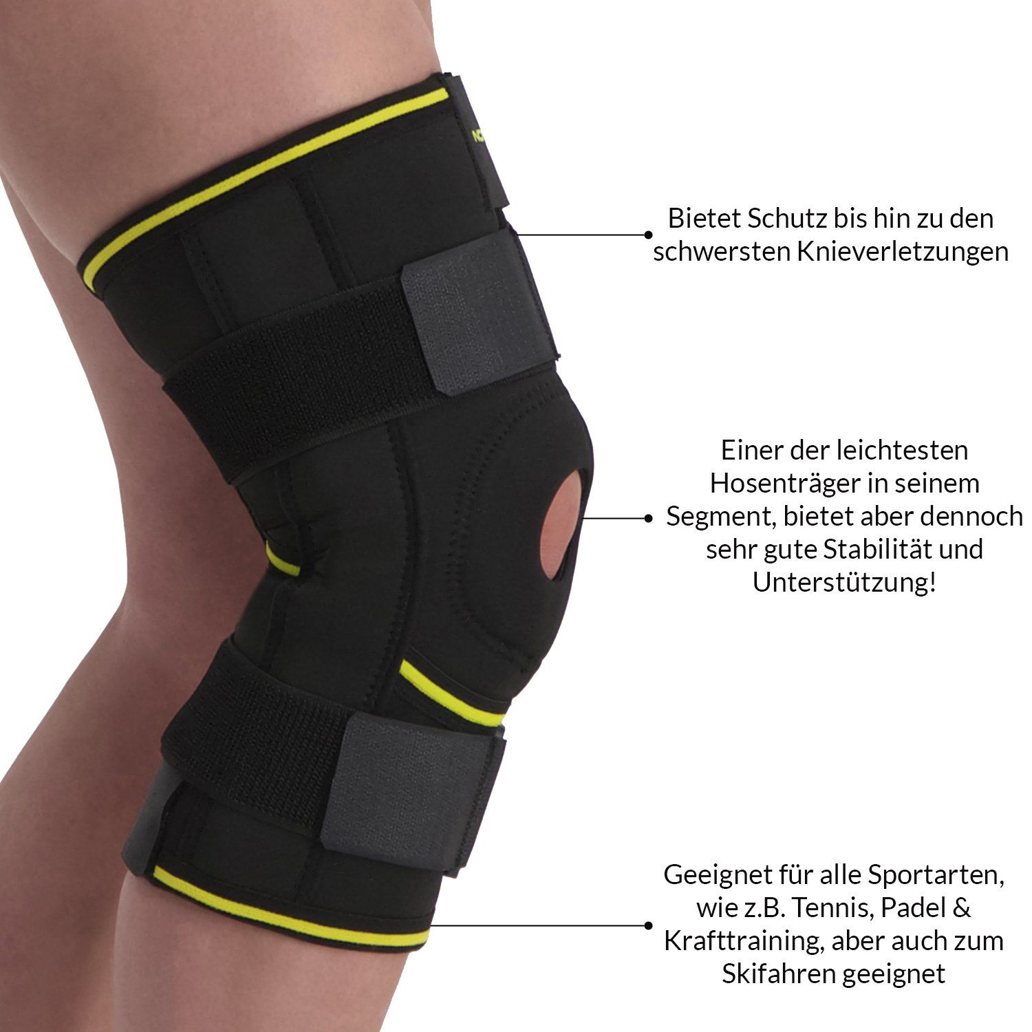 Novamed Leichte Kniebandage mit Gelenkschienen Produktspezifikationen