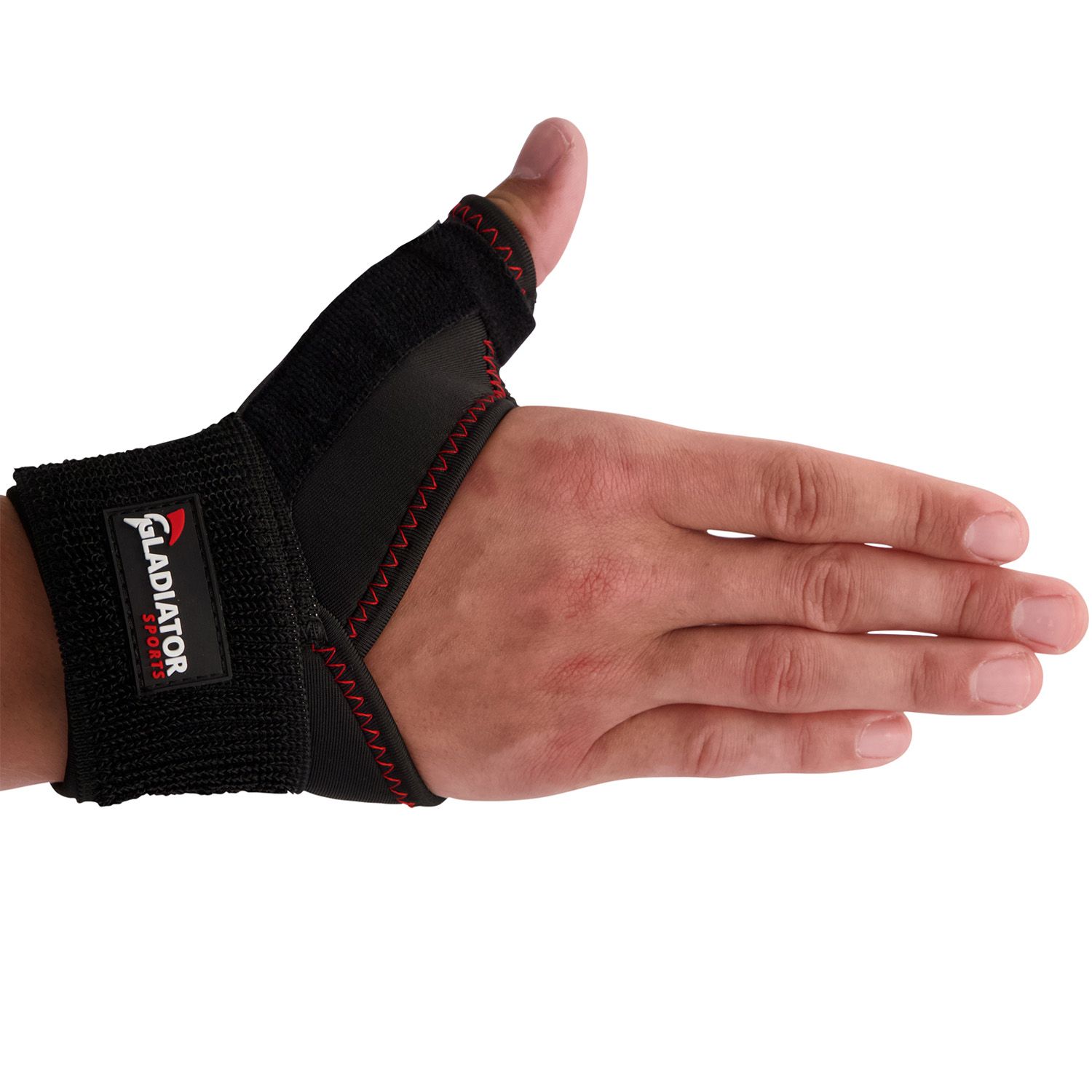 Gladiator Sports Thumb / Wrist Support worn around the right thumb and wrist