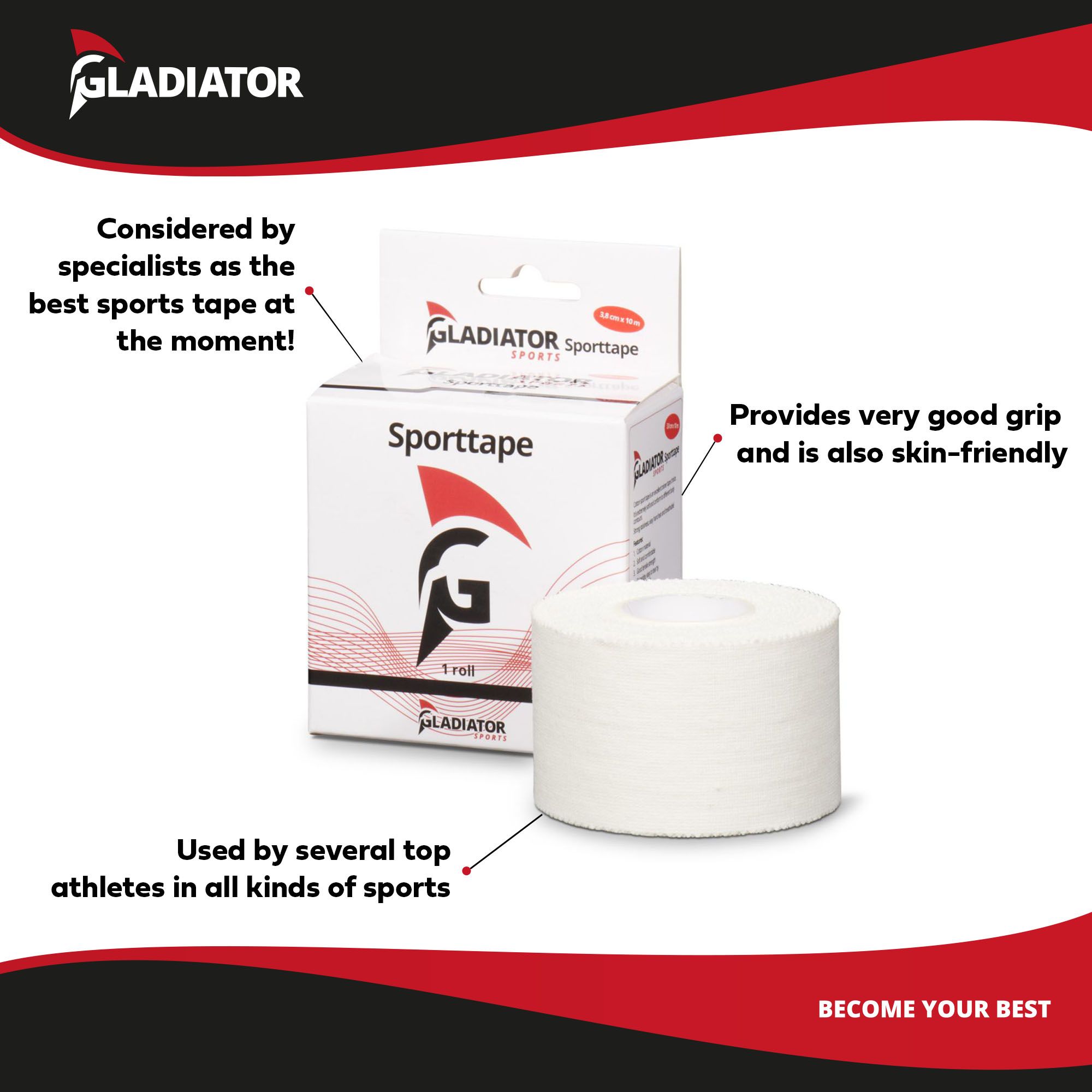 Gladiator Sports - Sports Tape (10 rolls) product specifications
