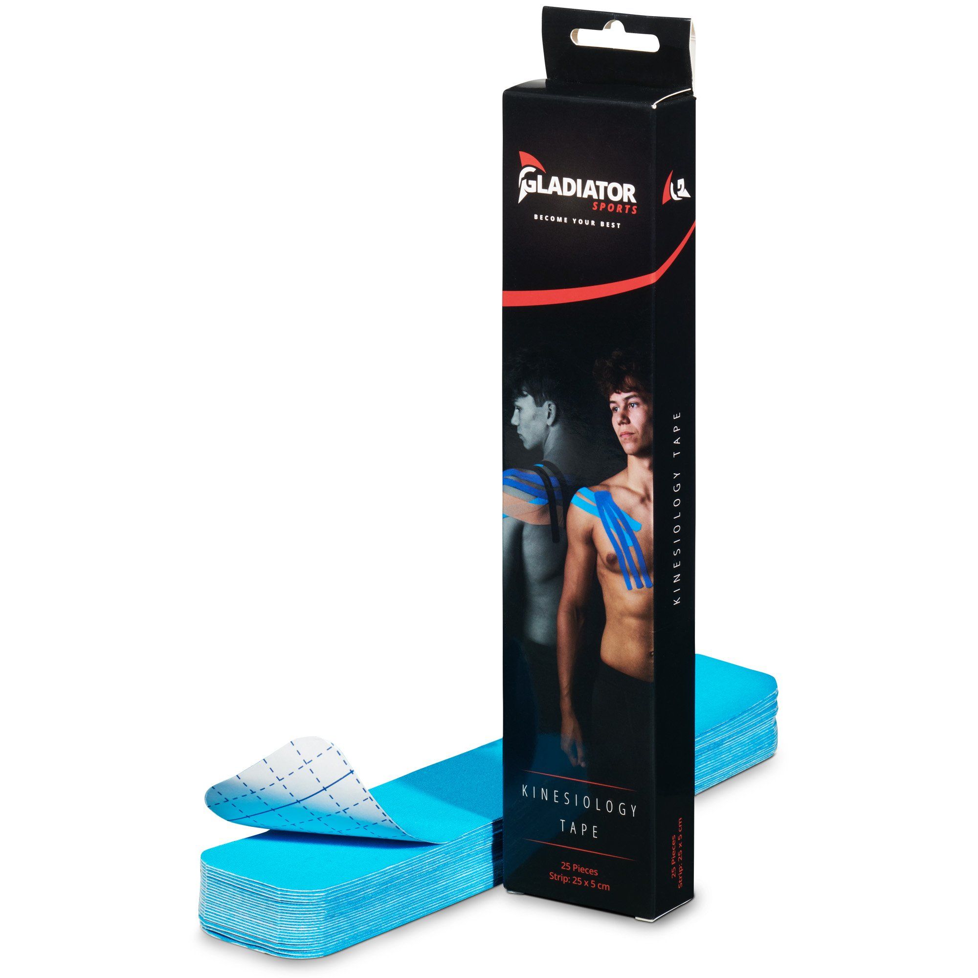 Gladiator Sports Kinesiotape Streifen Hellblau mit Verpackung