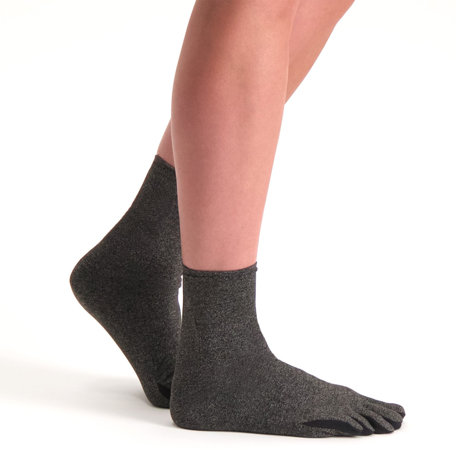Raynaud / Rheuma Socken grau Seitenansicht einen Absatz angehoben