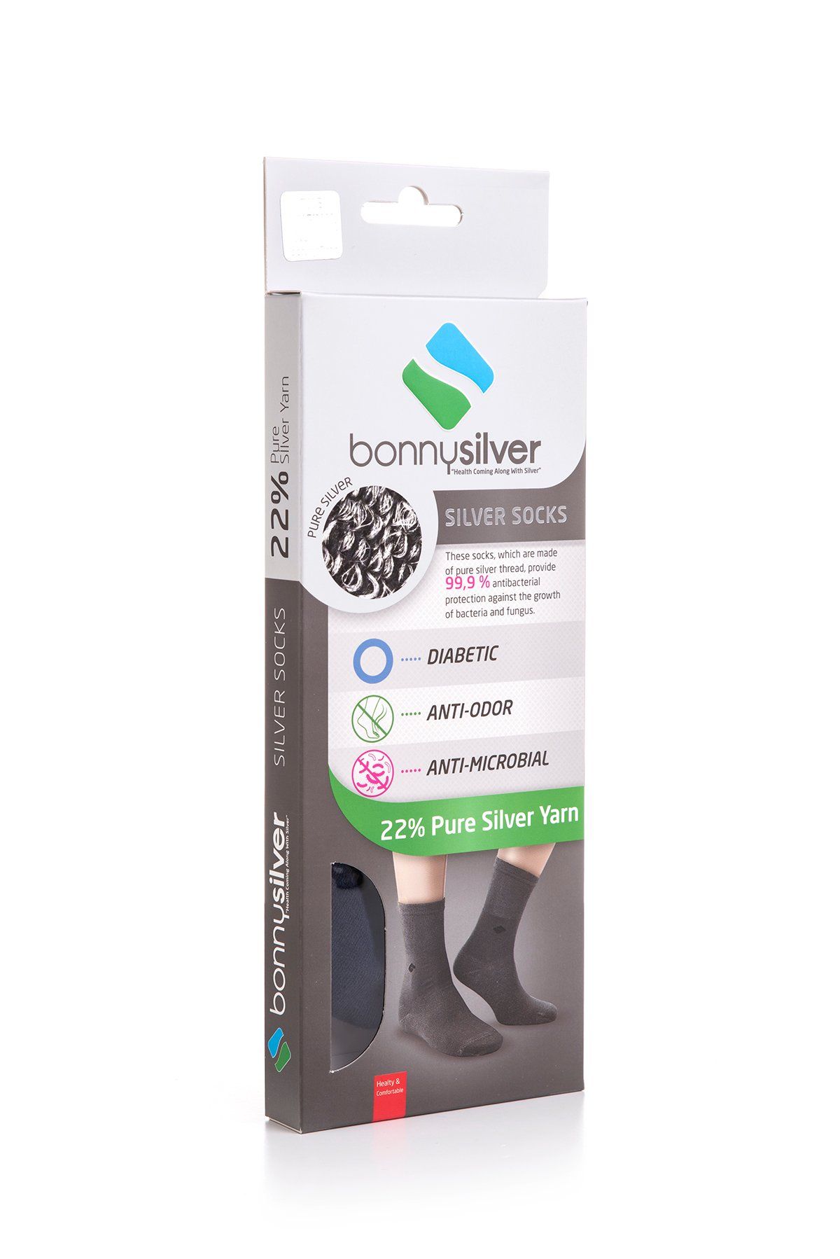 Bonnysilver Silbersocken - Diabetes Socken Verpackung Vorderansicht