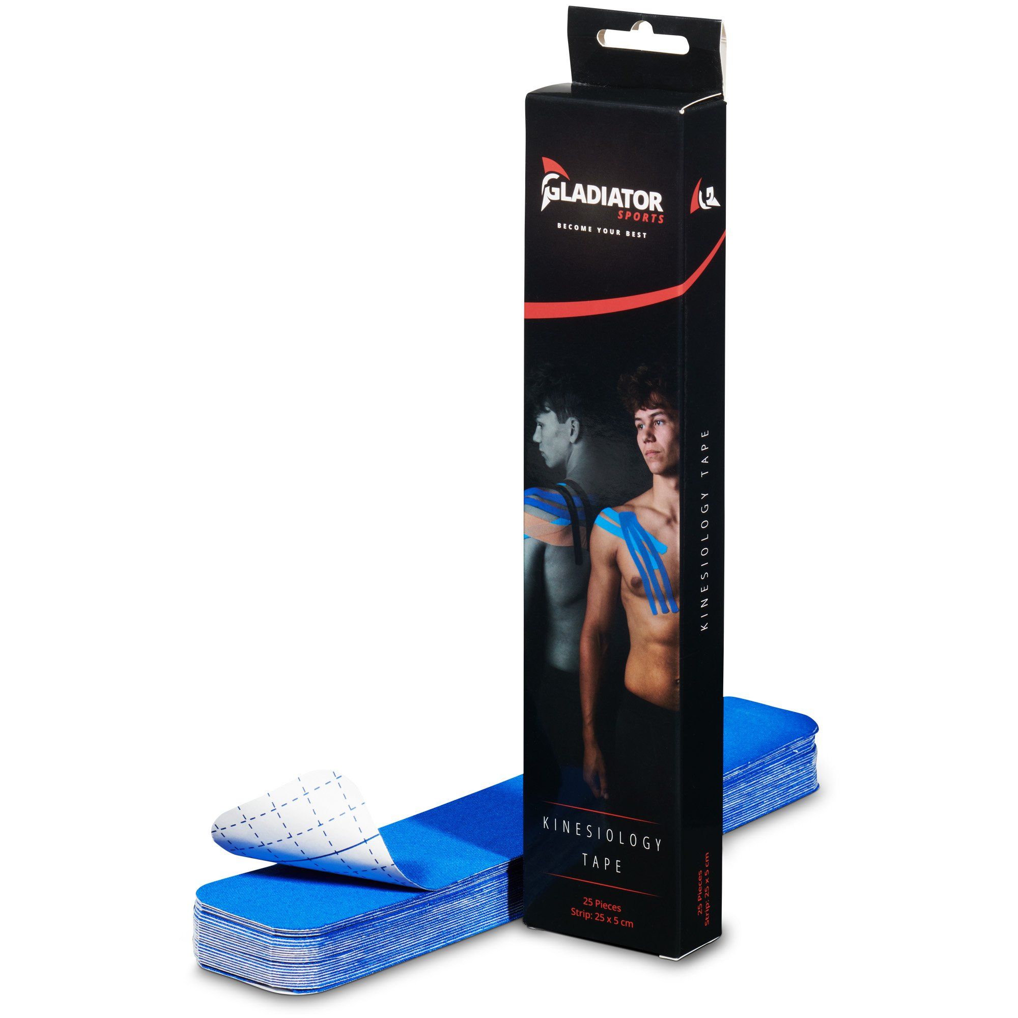 Gladiator Sports Kinesiotape Streifen Dunkelblau mit Verpackung
