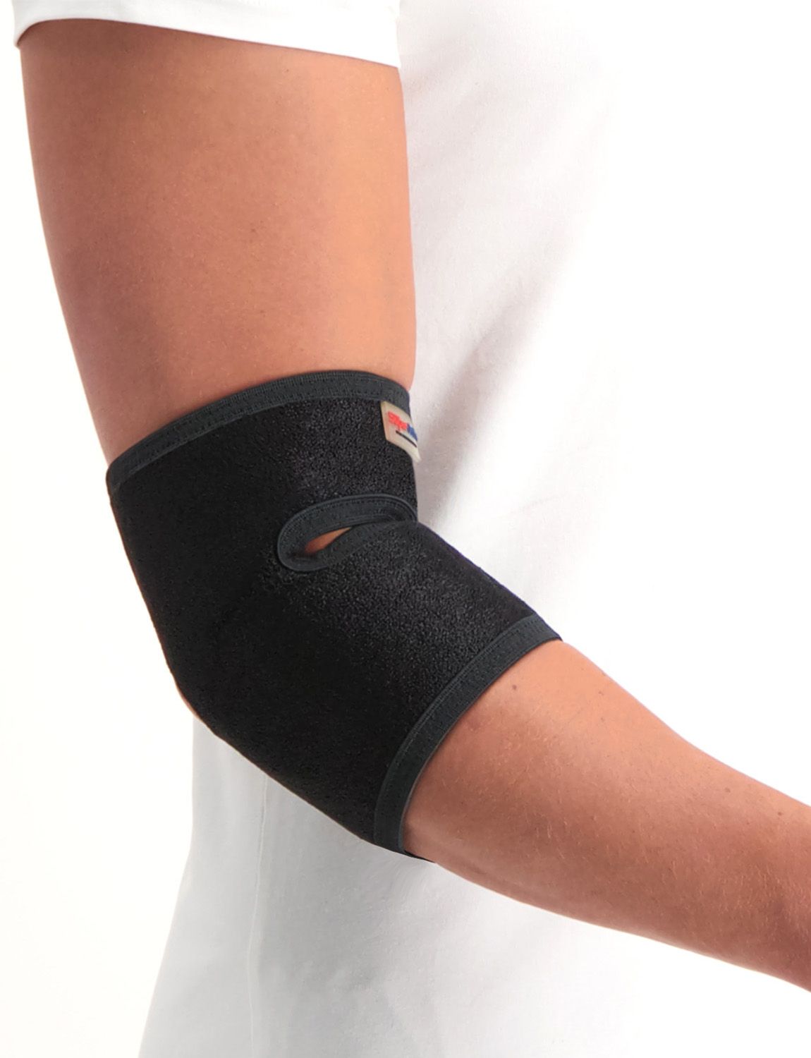 Right side view of model wearing the Super Ortho Elbow Support Sleeve