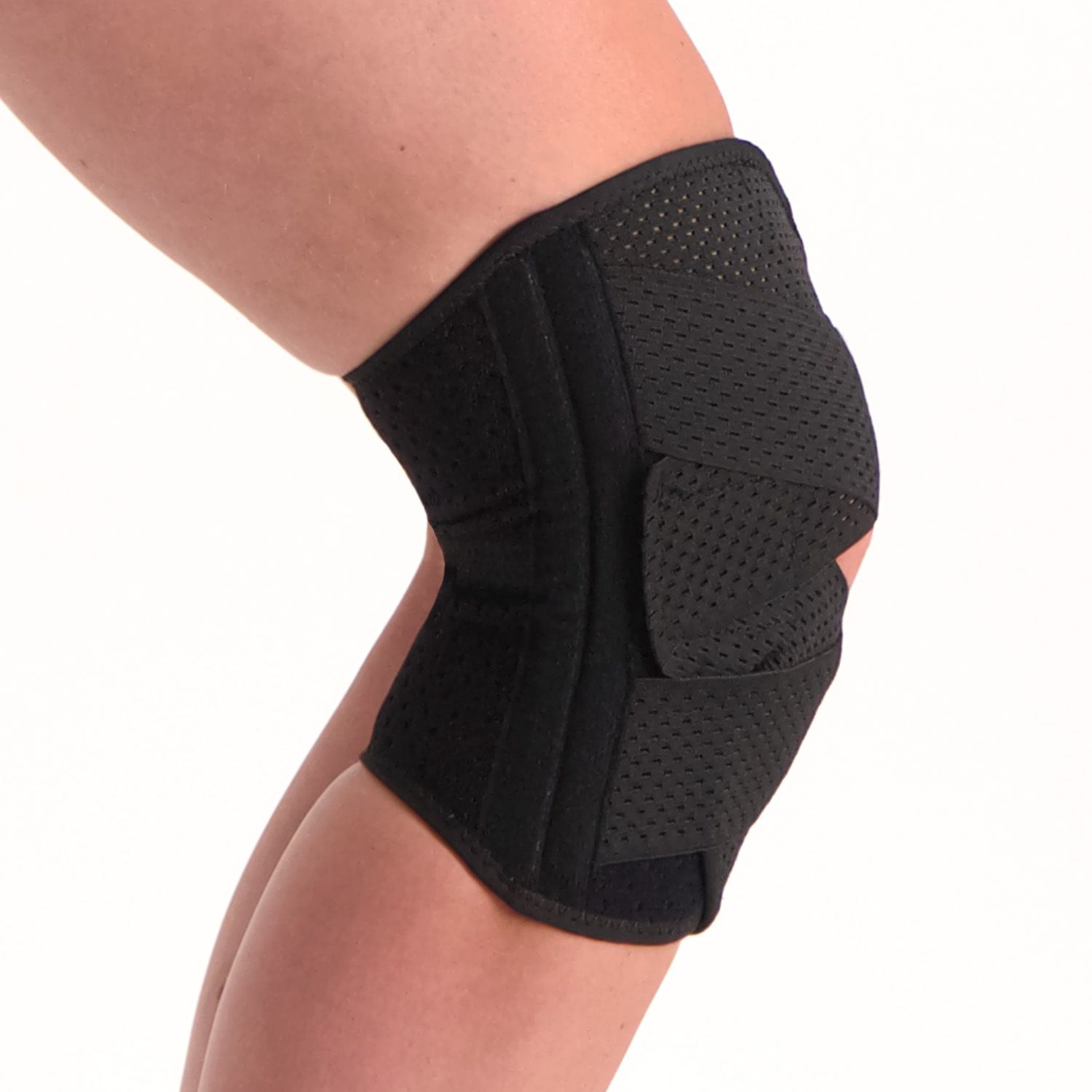 Dunimed Wickelkniebandage mit Federstahlstreben Seitenansicht