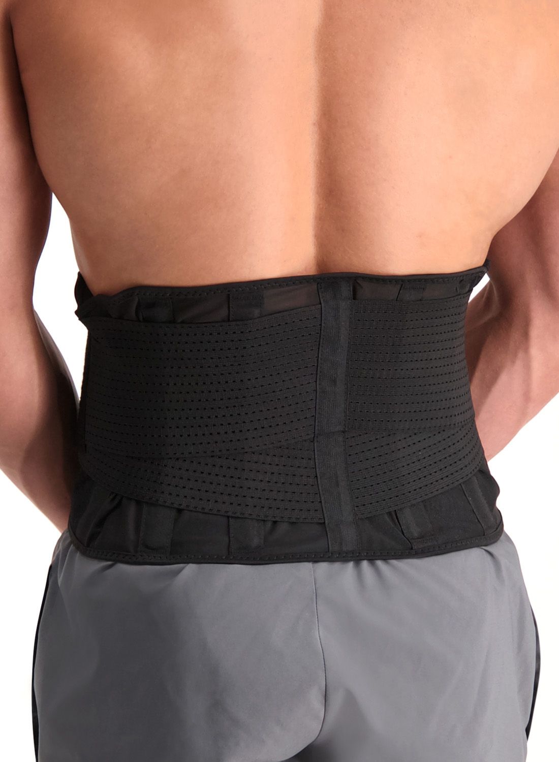 Back side view of the Dunimed Back Support - with Busks worn by male model