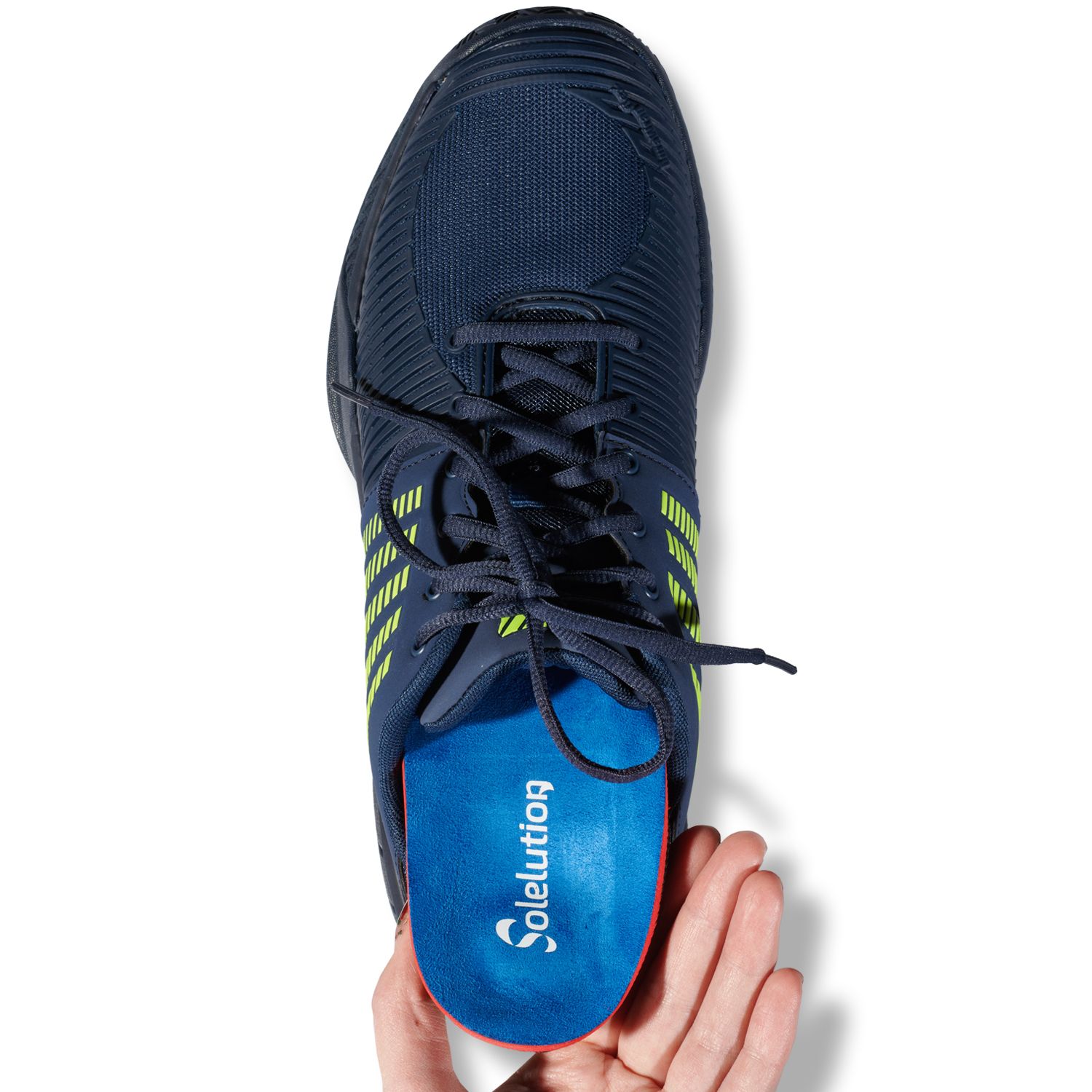Solelution Arch - Collapsed Forefoot Orthotics being put in sports shoe