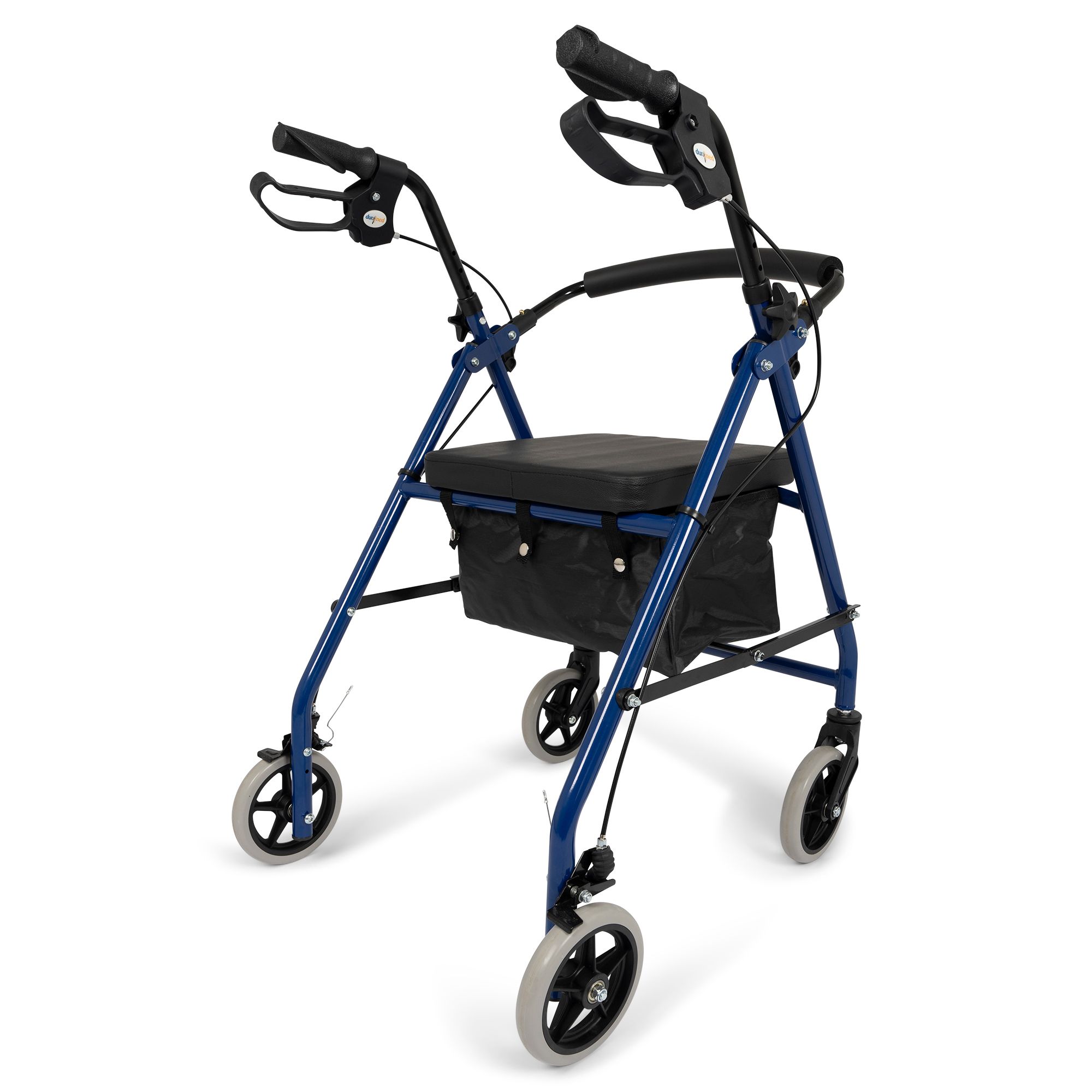 Rückansicht des Dunimed Leichtgewicht Rollator Blau