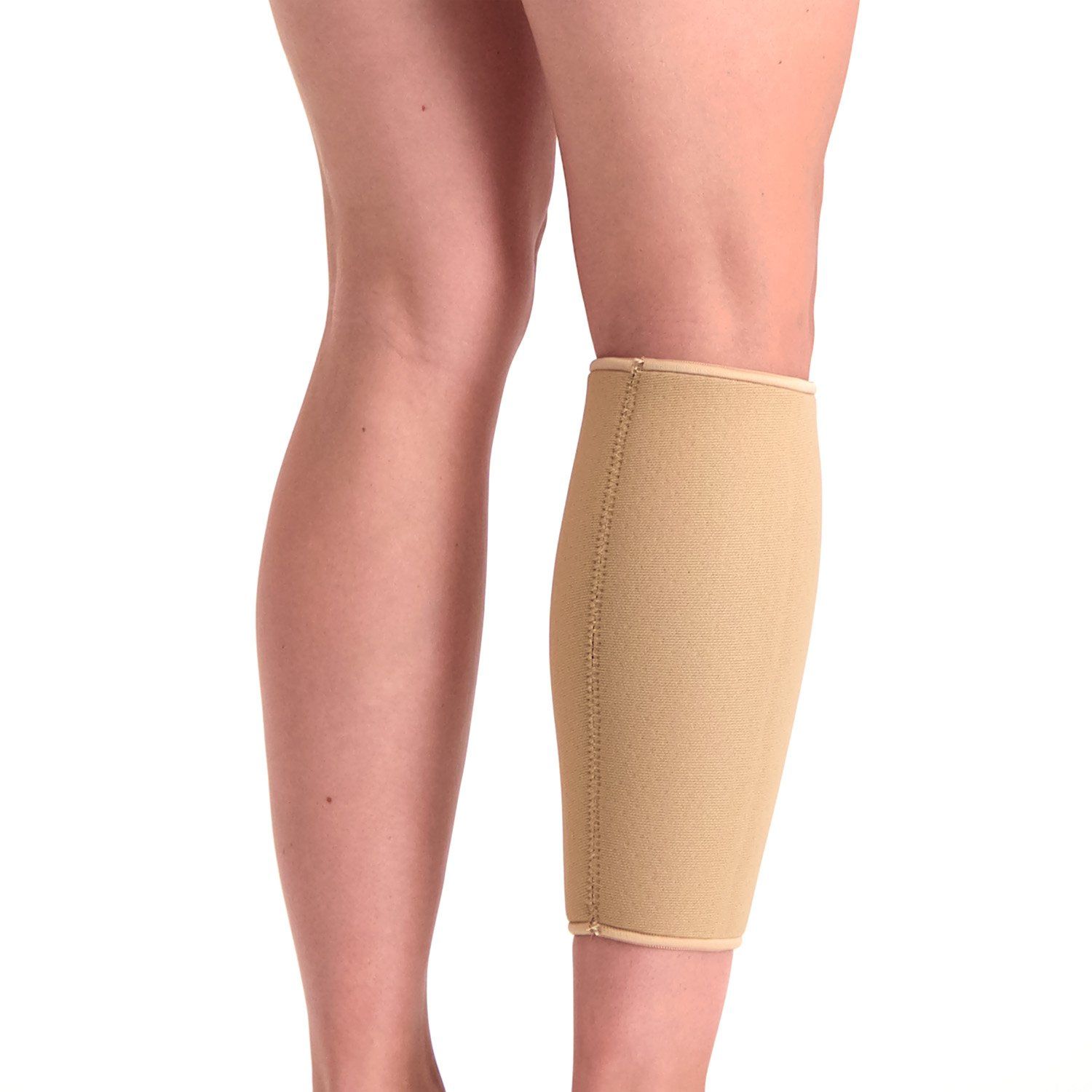 Back view of model wearing the Super Ortho Calf Support in Beige