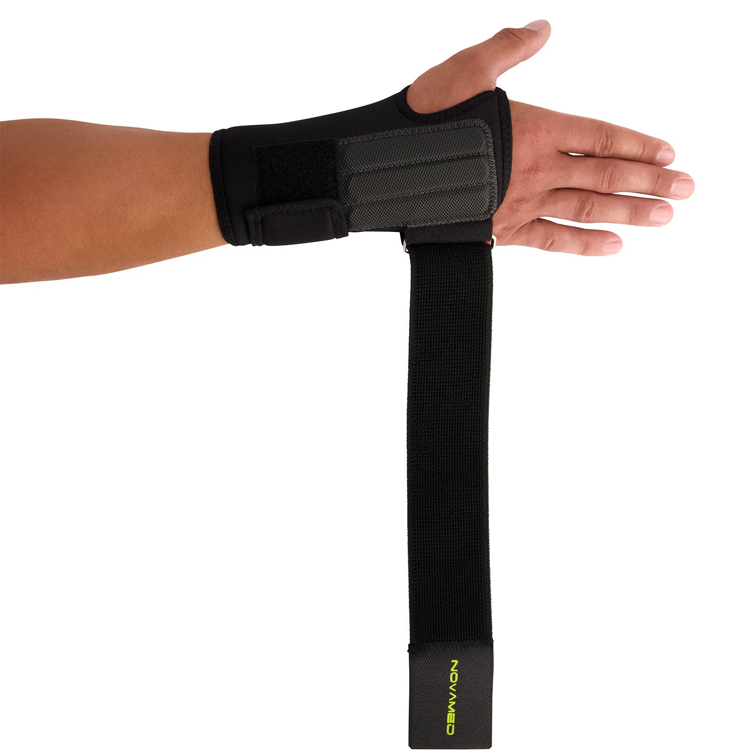 Top view of Novamed Lightweight Wrist Support in Black unstrapped
