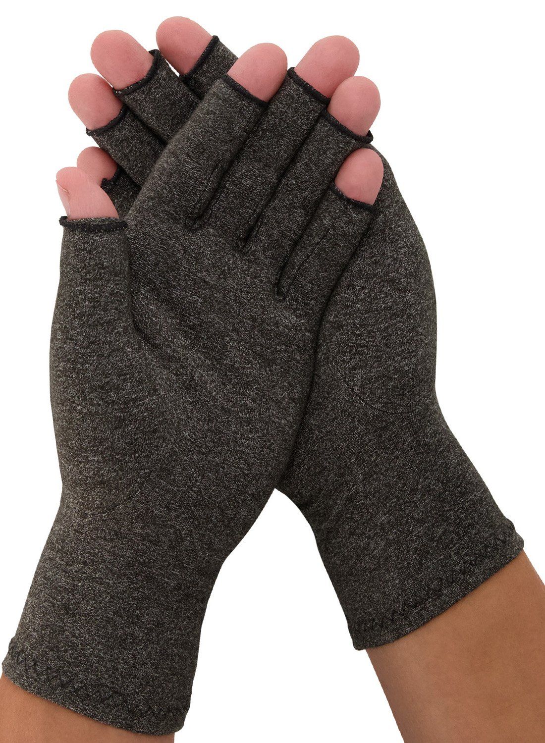 Dunimed Osteoarthritis / Rheumatoid Arthritis Gloves worn by model in Grey