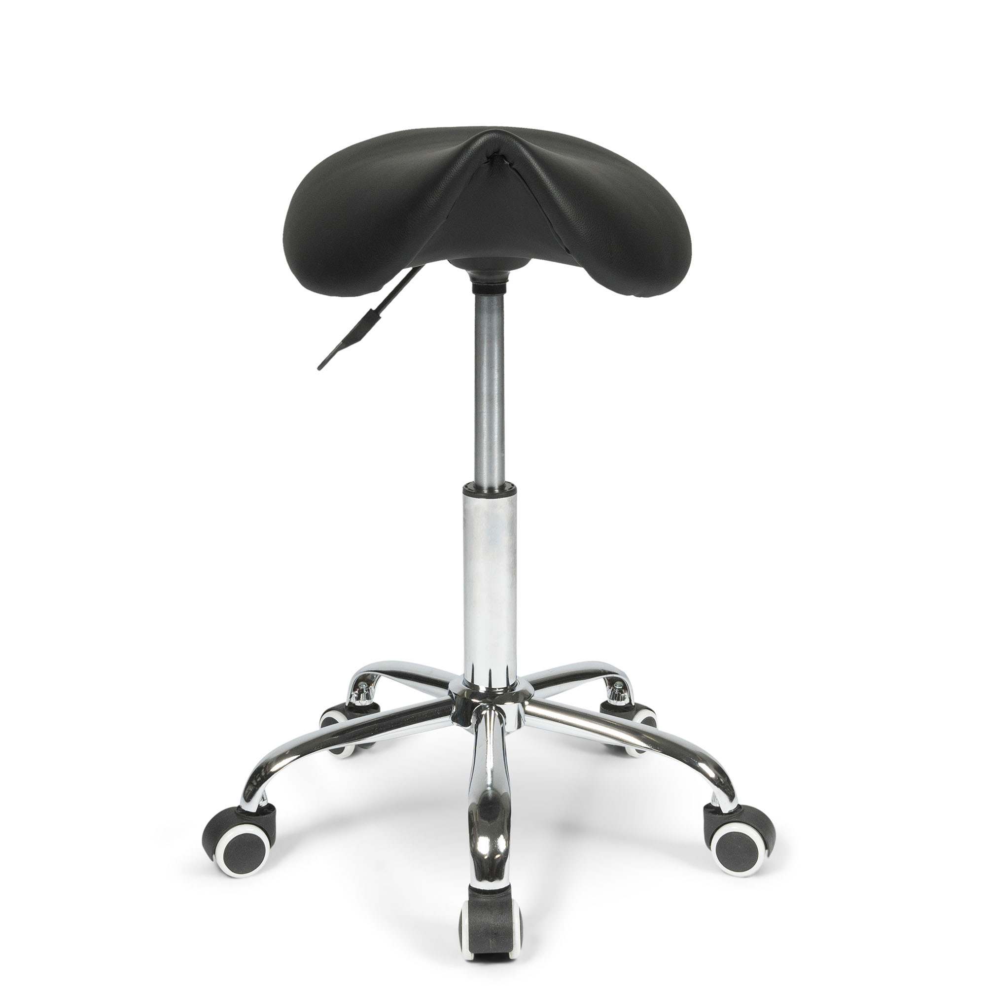 Front view of the Dunimed - Ergonomic Saddle Stool - Black