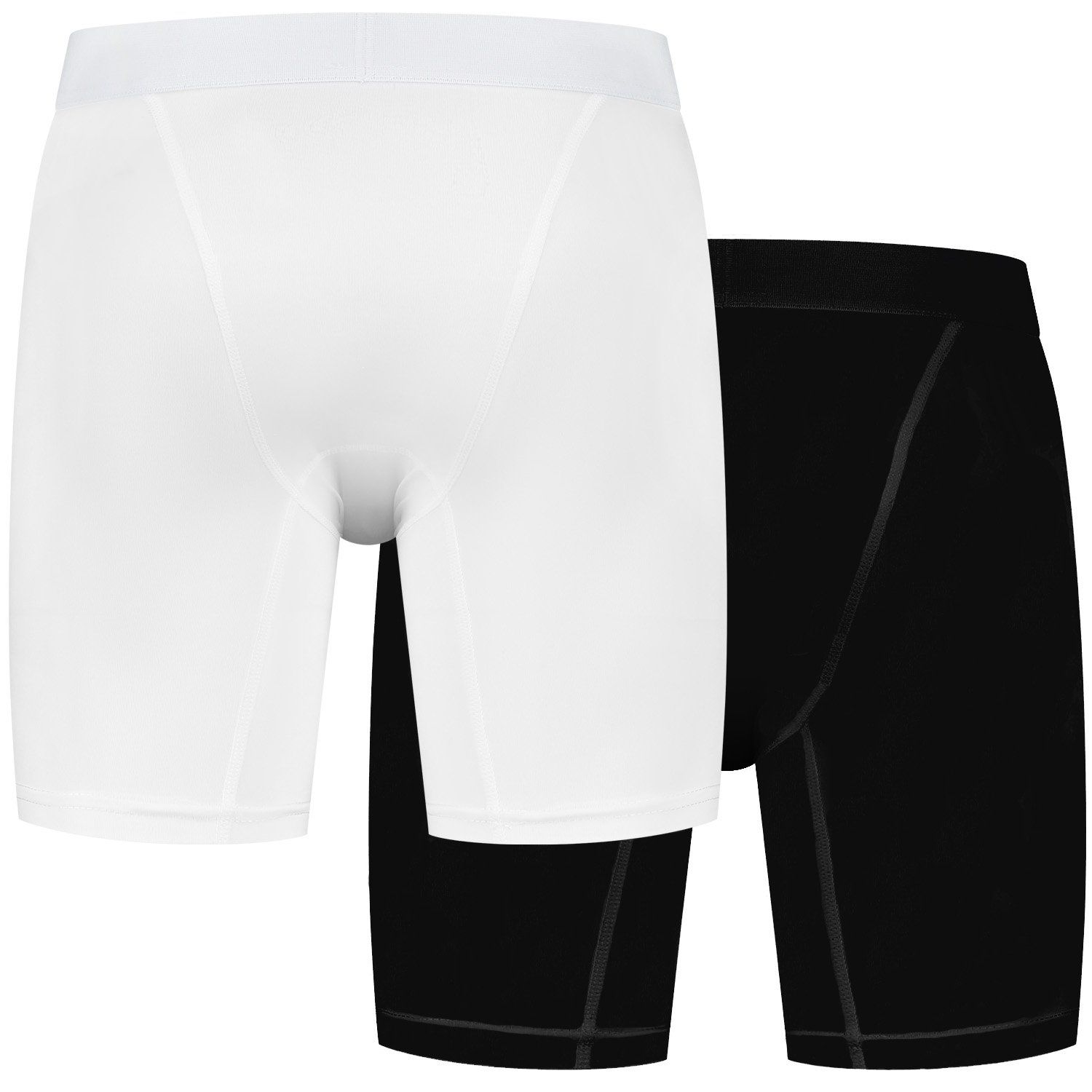 Back view of the Gladiator Sports Men's Compression Shorts in Black and White