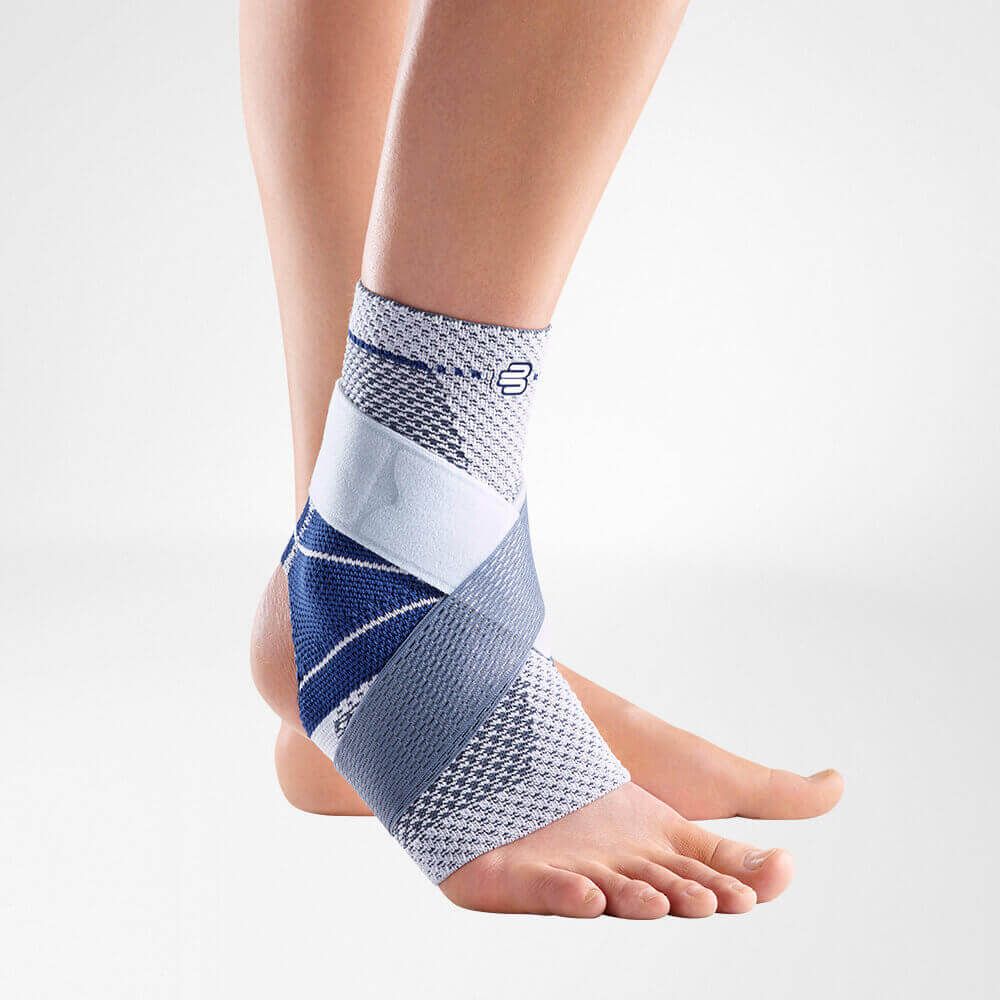 Bauerfeind MalleoTrain S Ankle Support worn by model on the right ankle