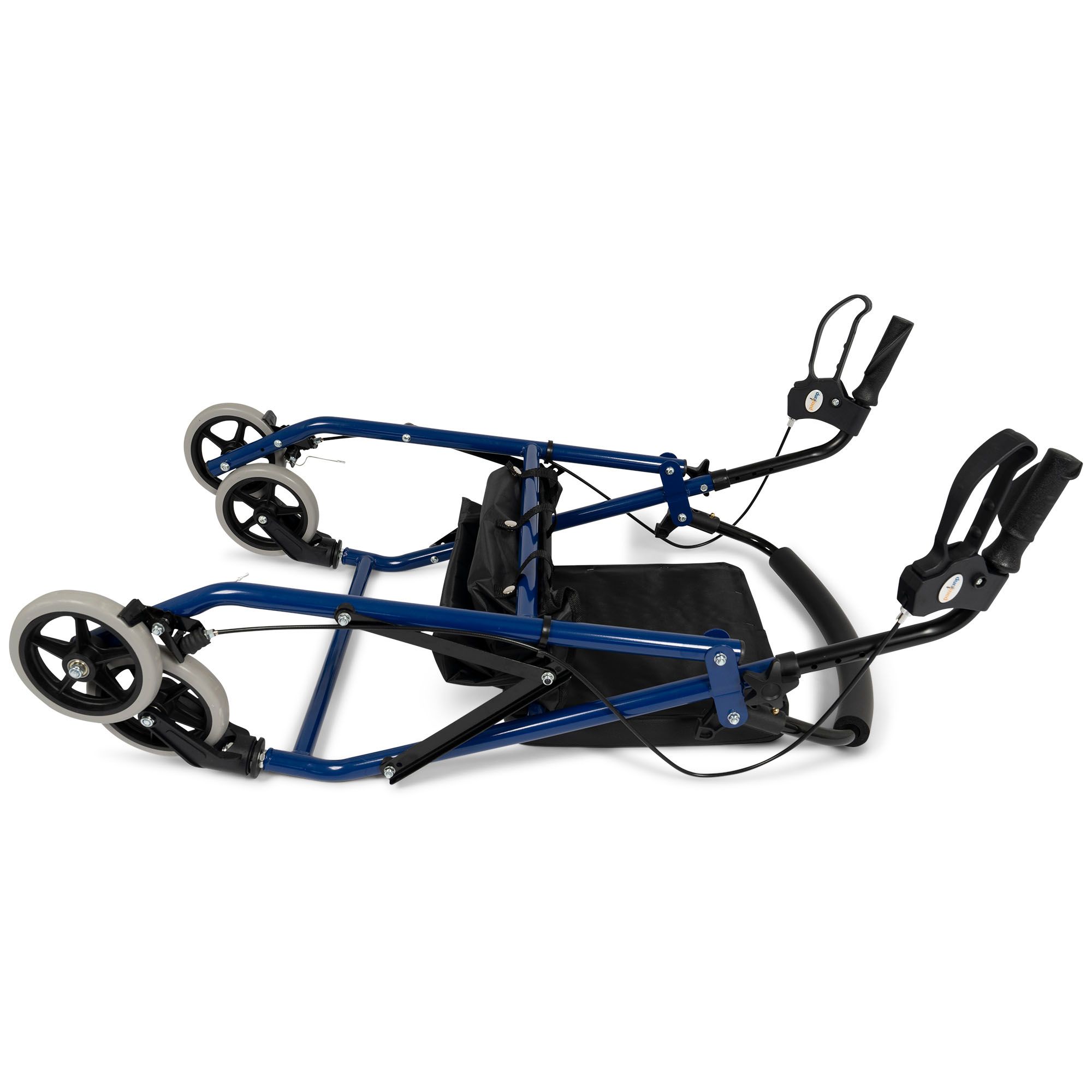 Der Dunimed Leichtgewicht Rollator Blau zusammengeklappt
