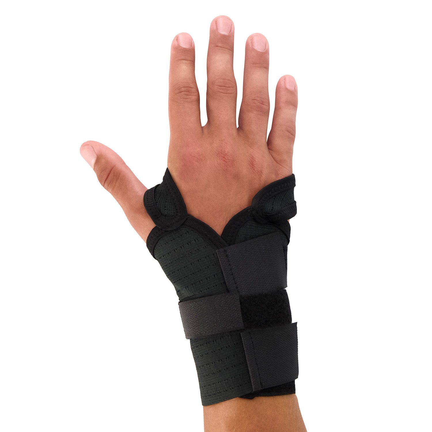 Top view of model wearing the Super Ortho - Carpal Tunnel Syndrome Wrist Support around the right wrist