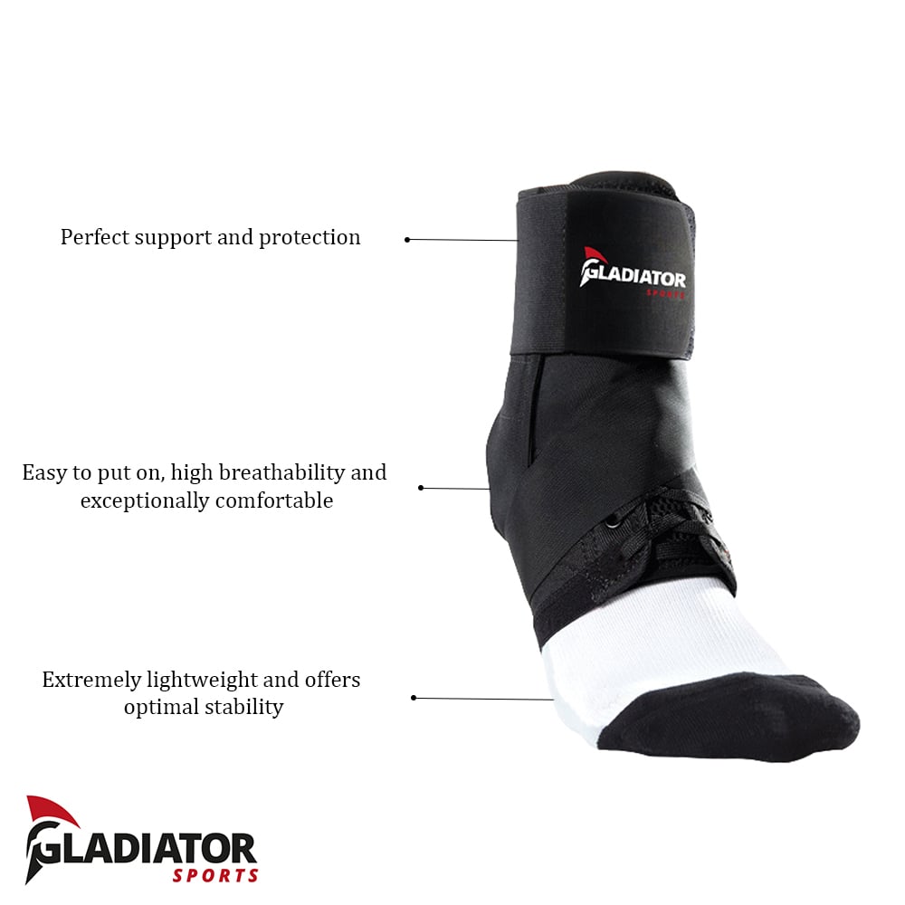Product specifications of the Gladiator Sports Lightweight Ankle Support with Straps