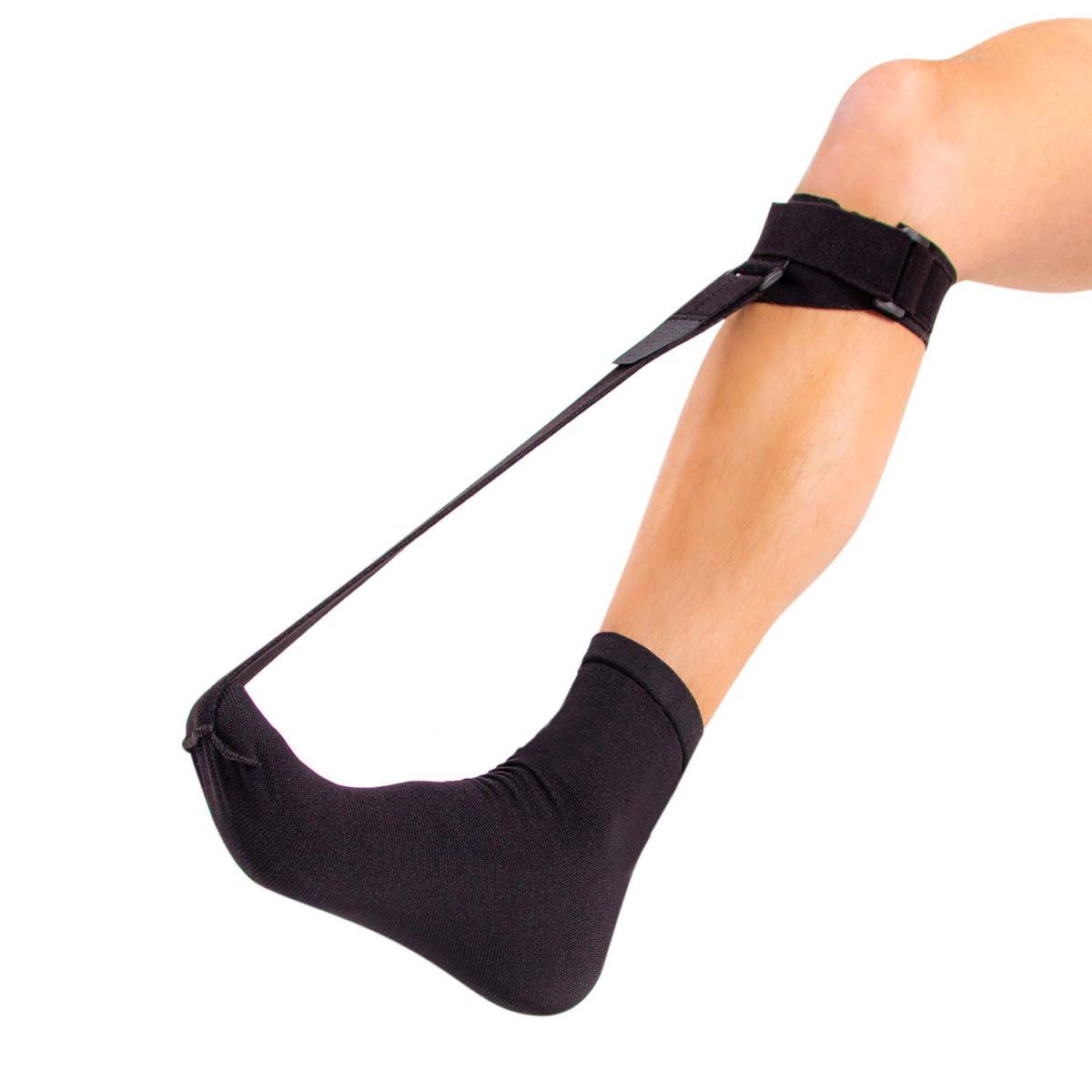 Front view of model wearing the Novamed Short Heel Spur Sock for Firm Calves