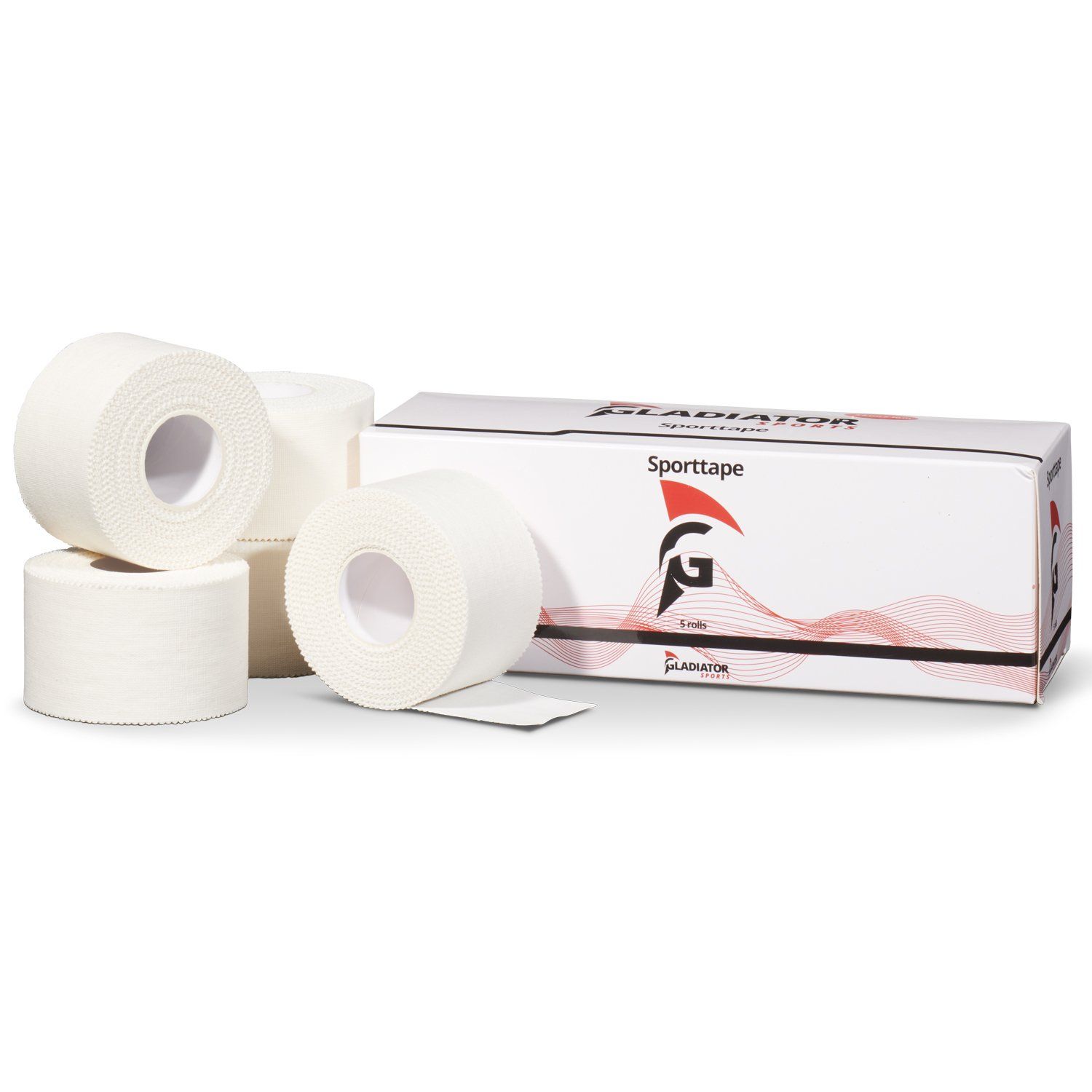 Gladiator Sports - Sports Tape (5 rolls) unpacked with box behind it