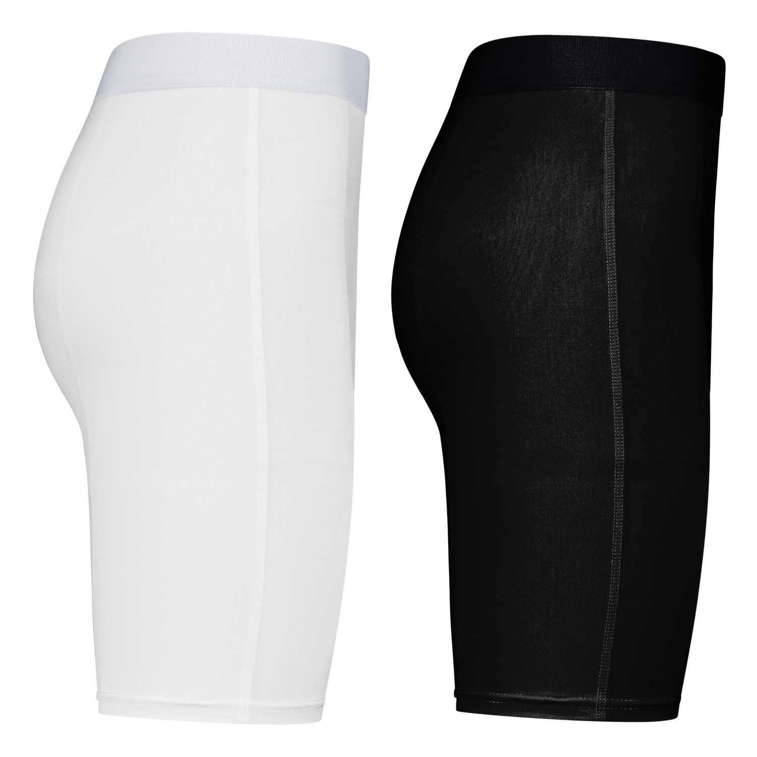 Side view of the Gladiator Sports Women's Compression Shorts in Black and White