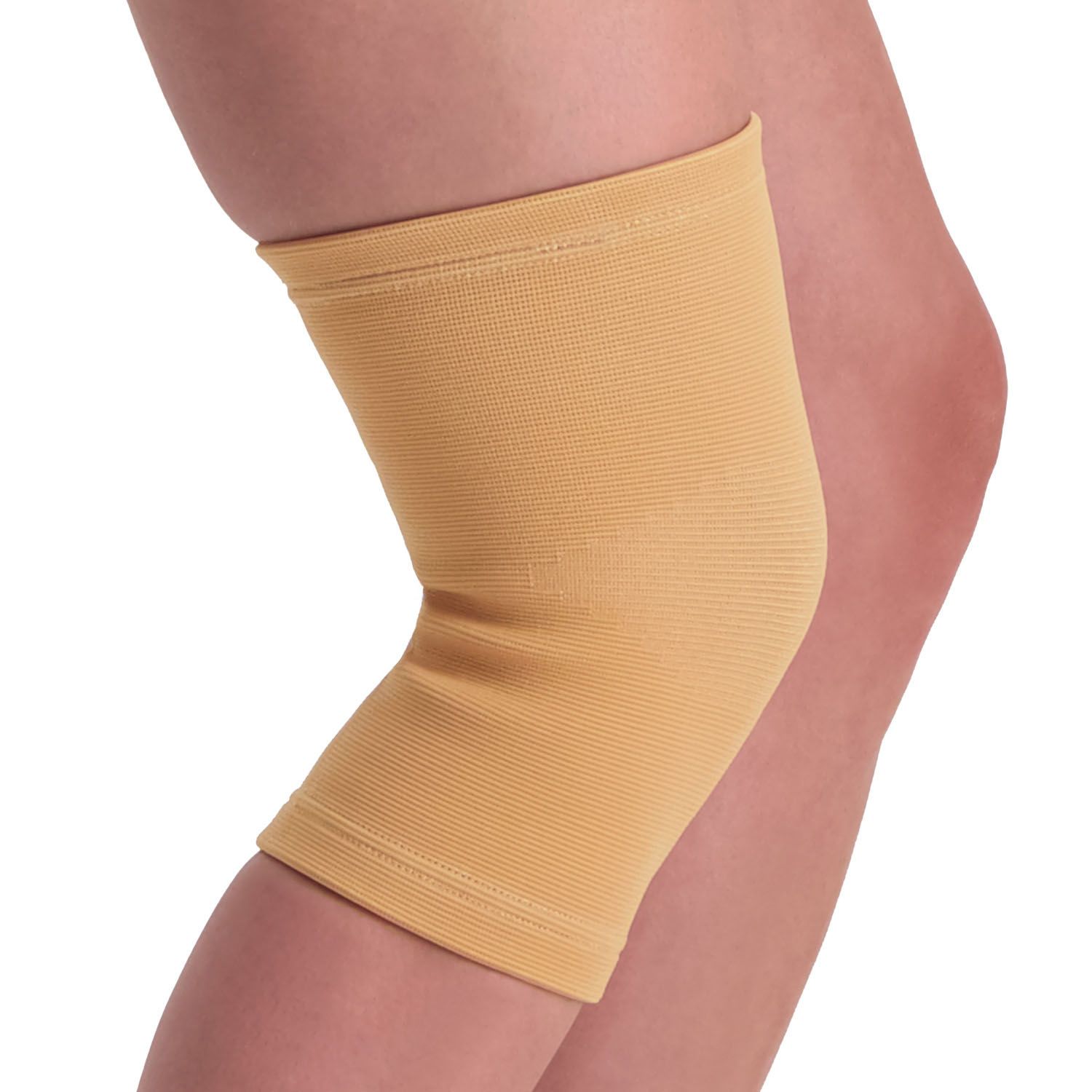 Dunimed Kniestütze um das rechte Knie getragen von der Seite fotografiert