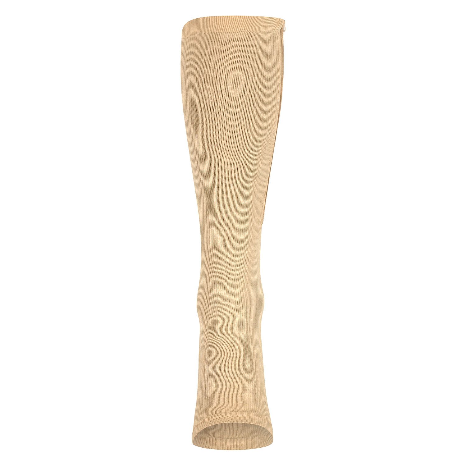 Stützstrümpfe mit Reißverschluss offene Fußspitze beige Vorderansicht