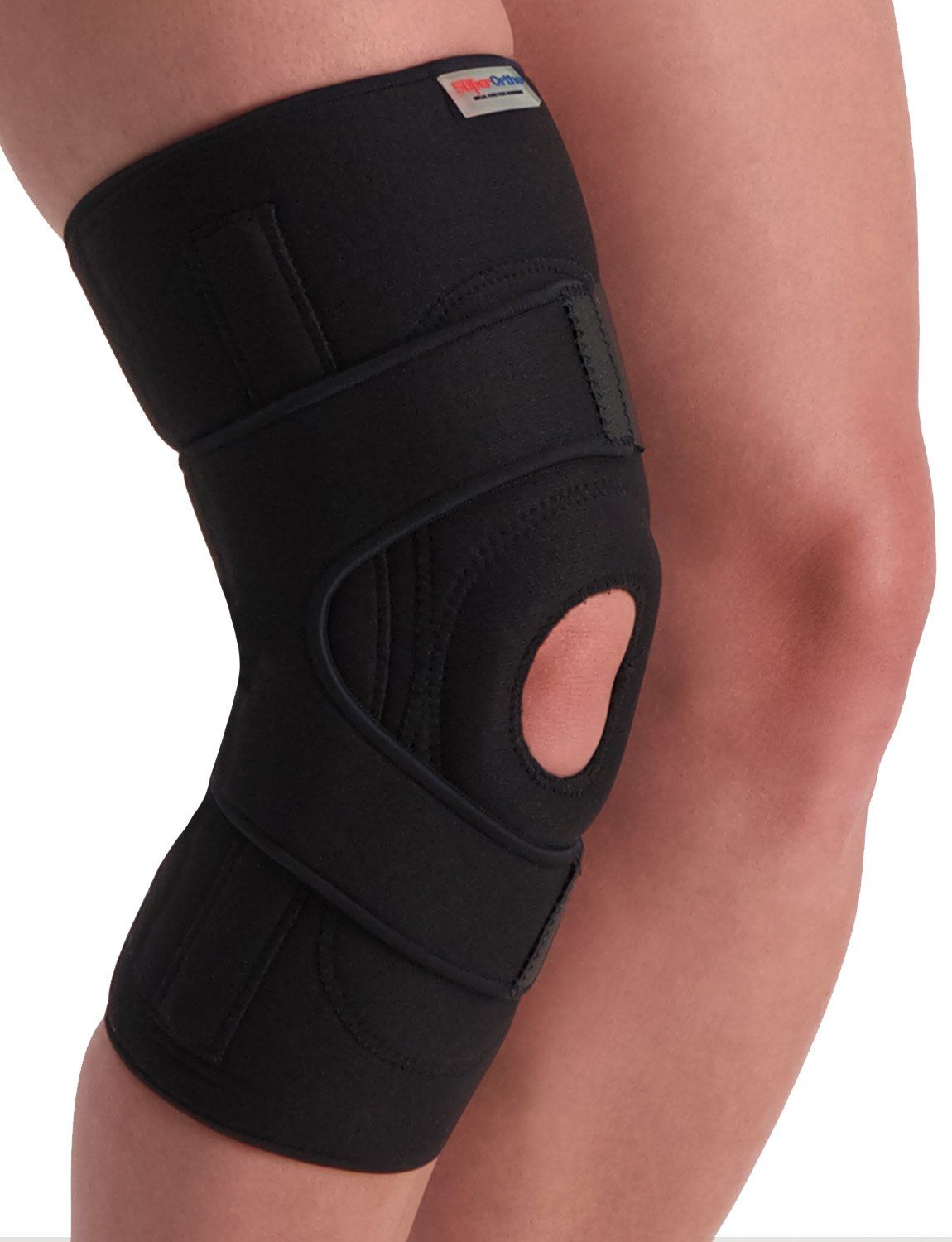 Oblique view of model wearing the Super Ortho Patella Support / Kneecap Support