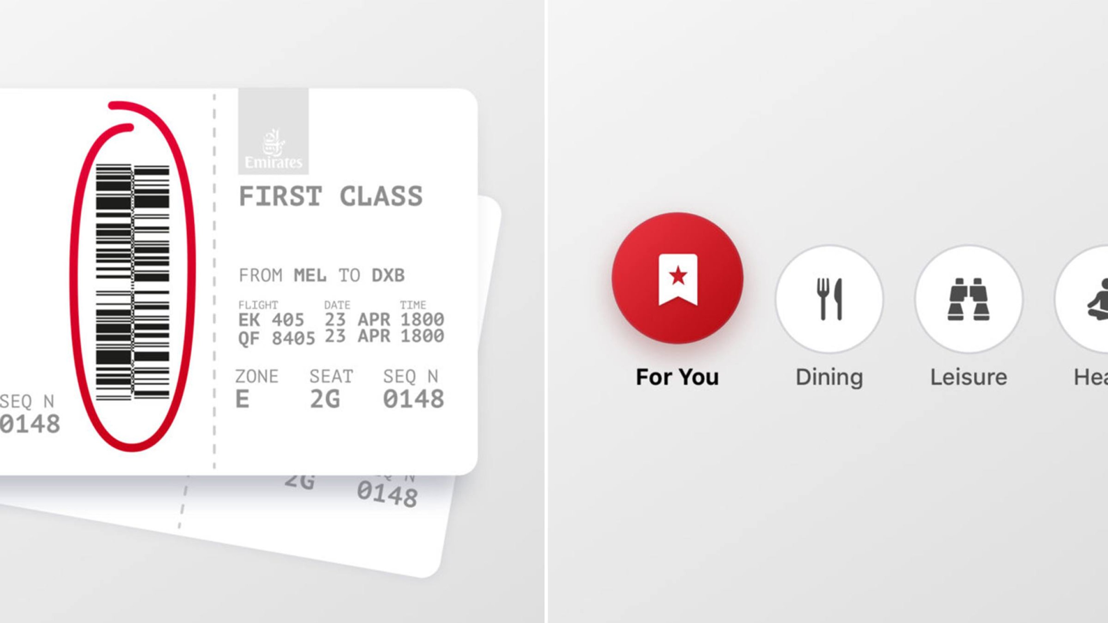 Emirates Pass UI details 