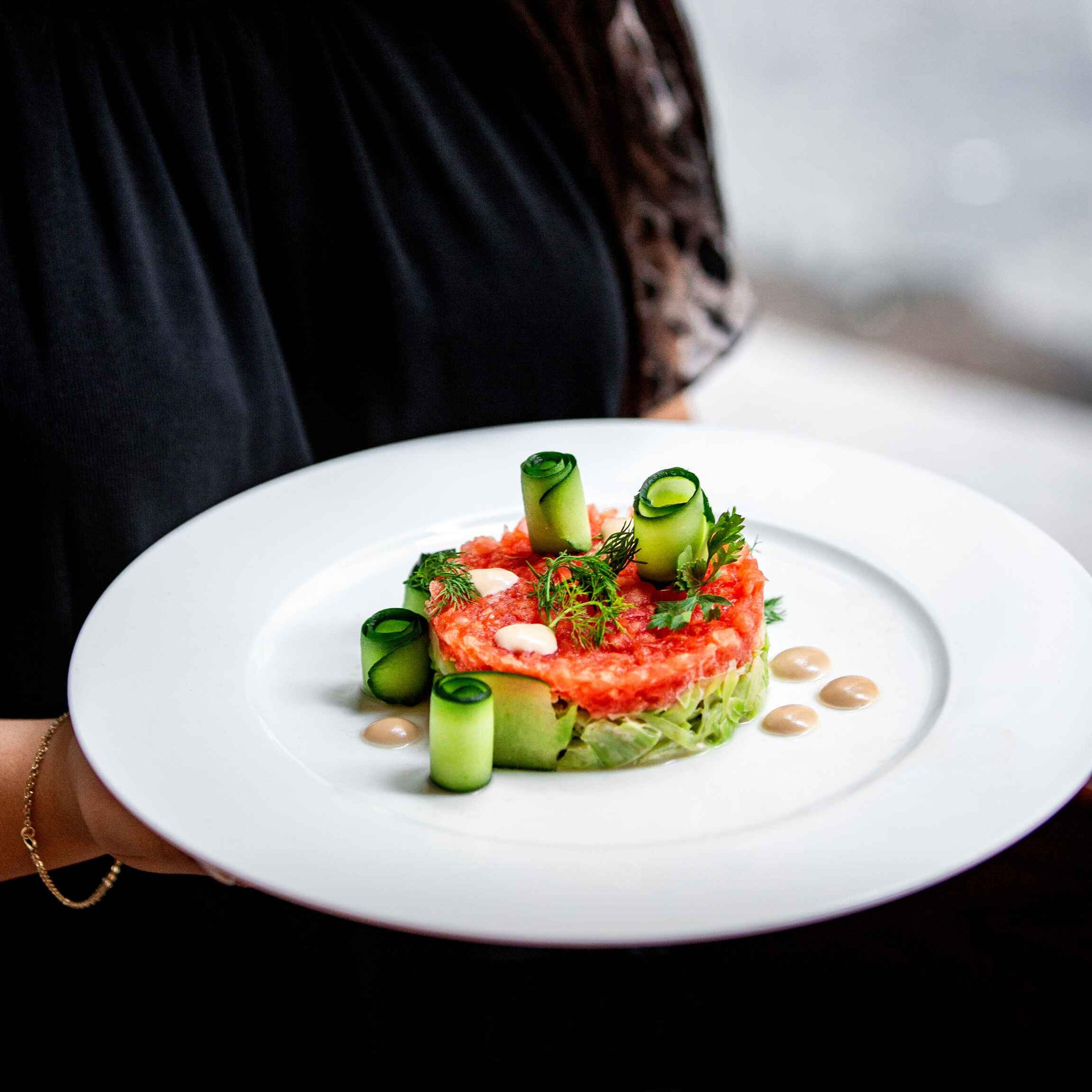 Fresh vegetable salad served on a plate