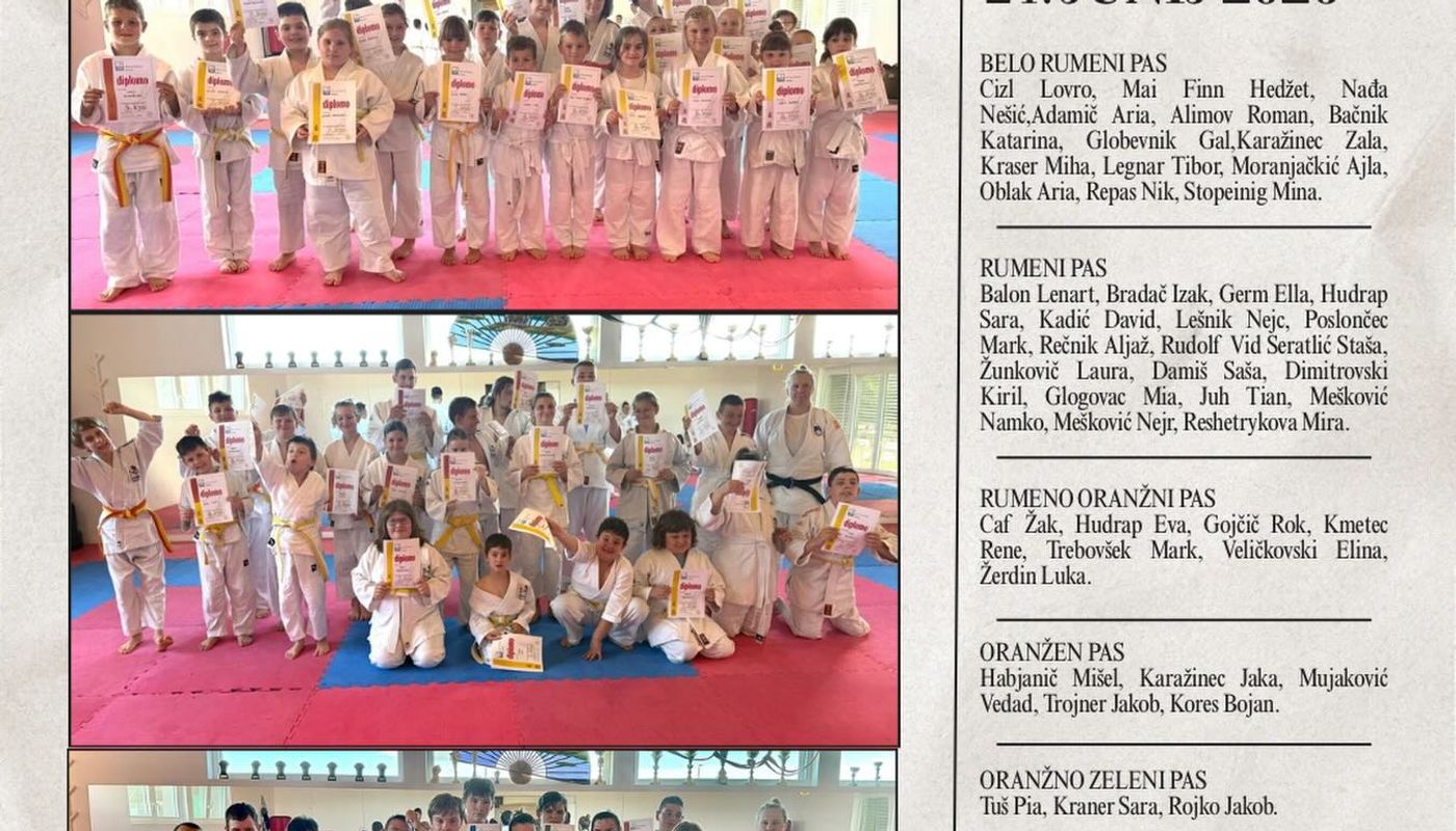 Naši judoisti danes ne bodo ponosno pokazali le šolskih spričeval in diplom, tem