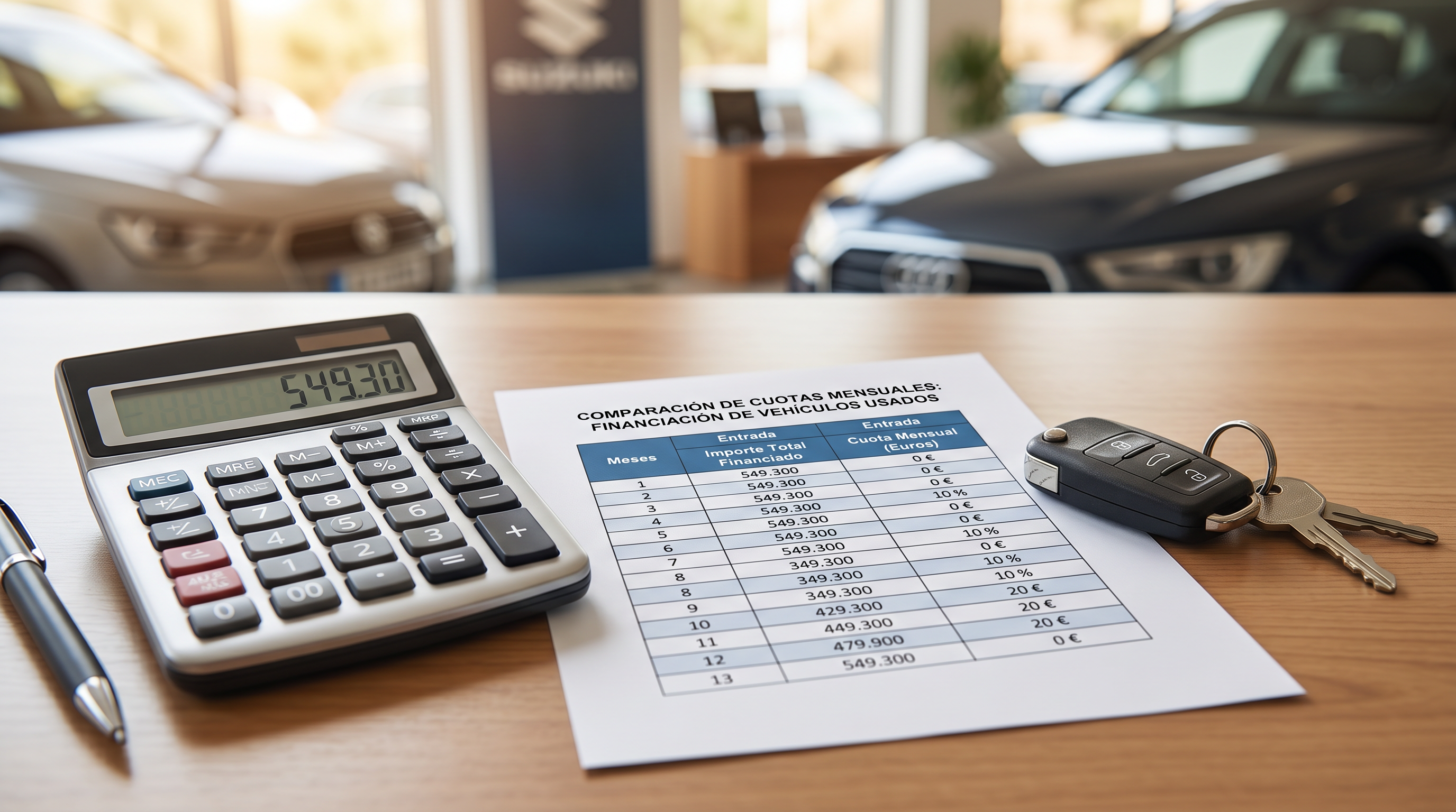 Cuota mensual de coche financiado sin entrada
