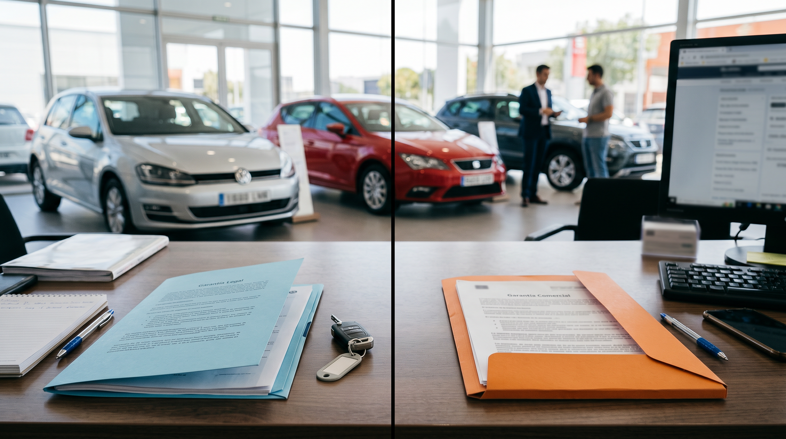 Comparación entre garantía legal y garantía comercial de coche usado
