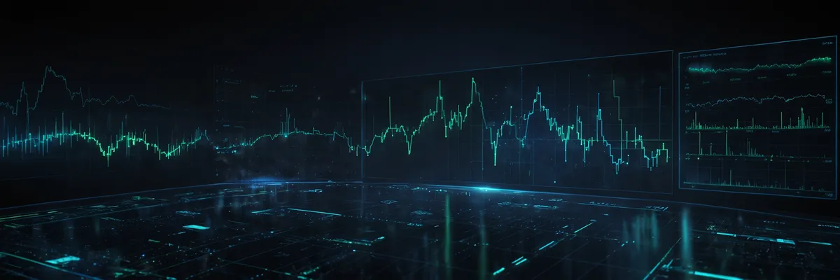 Holograficzny dashboard Google Analytics 4 z wykresami e-commerce