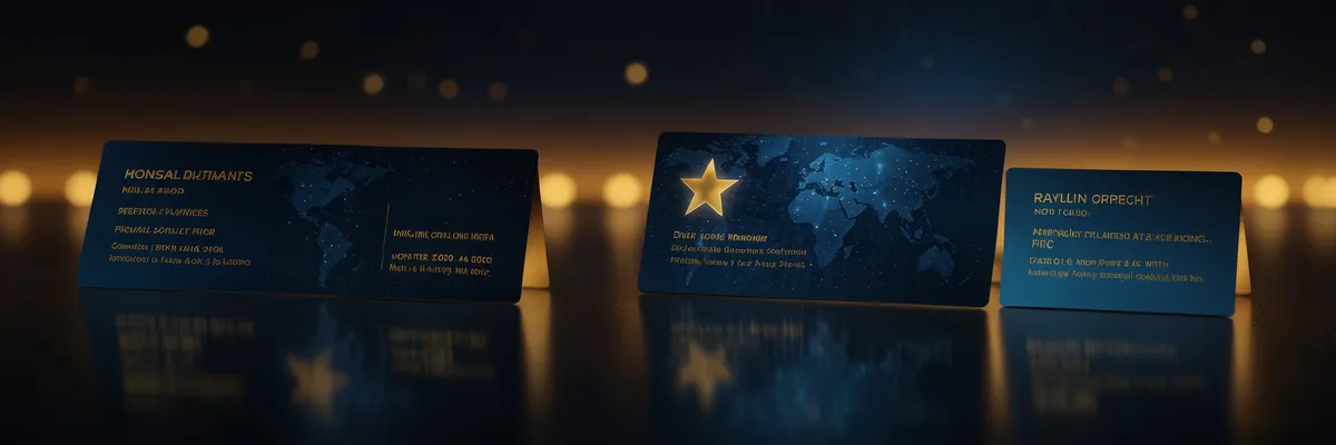 Karty recenzji z gwiazdkami i ocenami Google na ciemnym tle