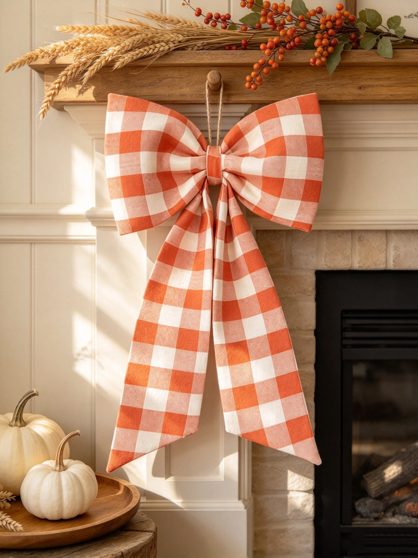 Gingham Buffalo Plaid Wreath Sash