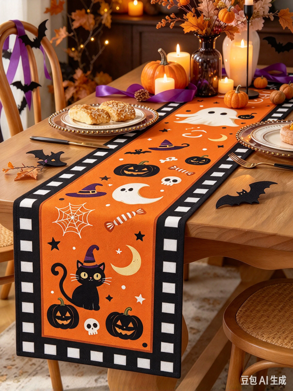 Skeleton Skull Table Runner