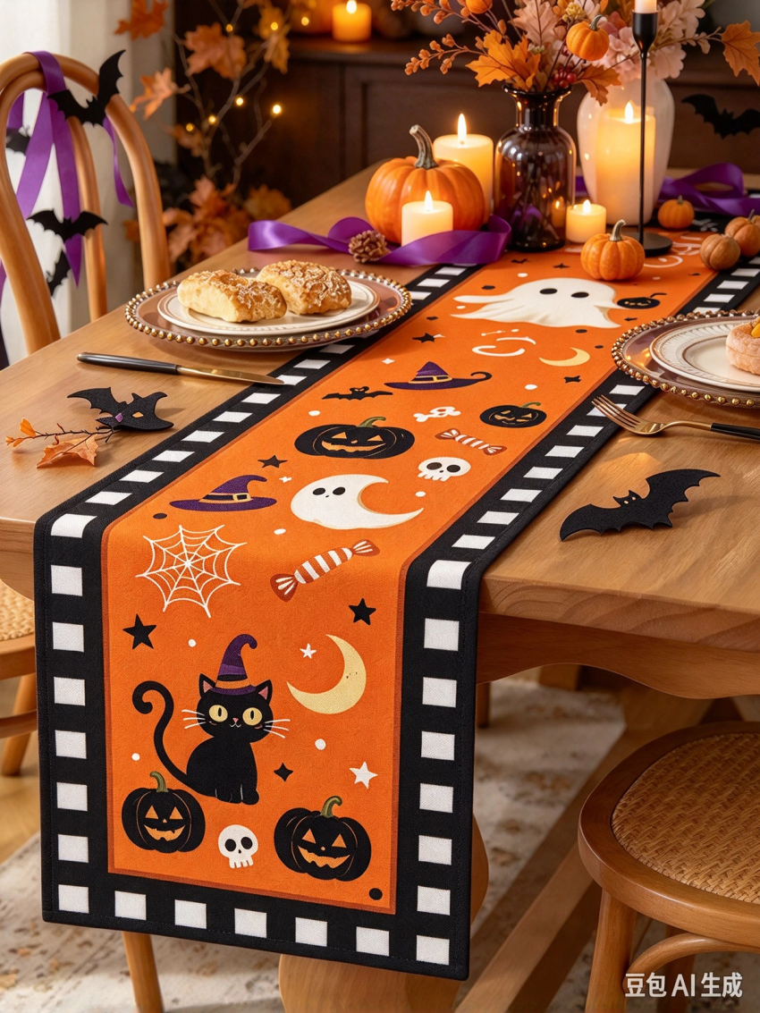 Skeleton Skull Table Runner