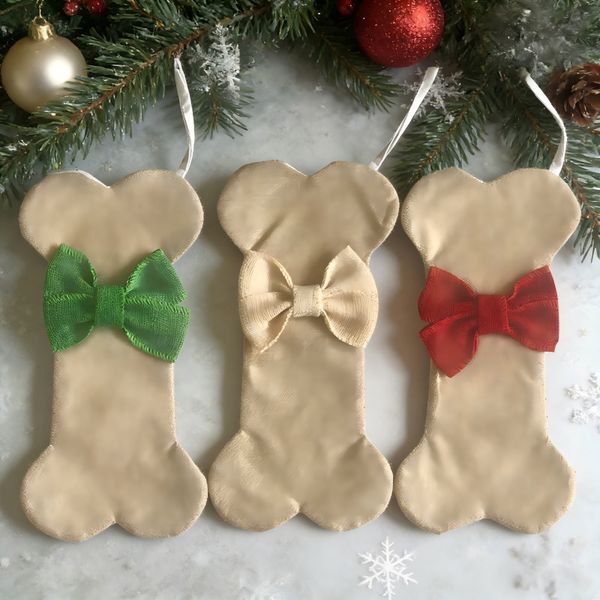 Burlap Dog Bone Christmas Stocking